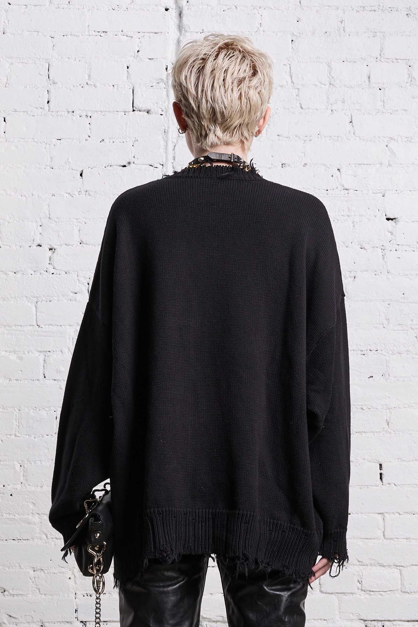 ANGRY CHIHUAHUA OVERSIZED SWEATER - BLACK - 6