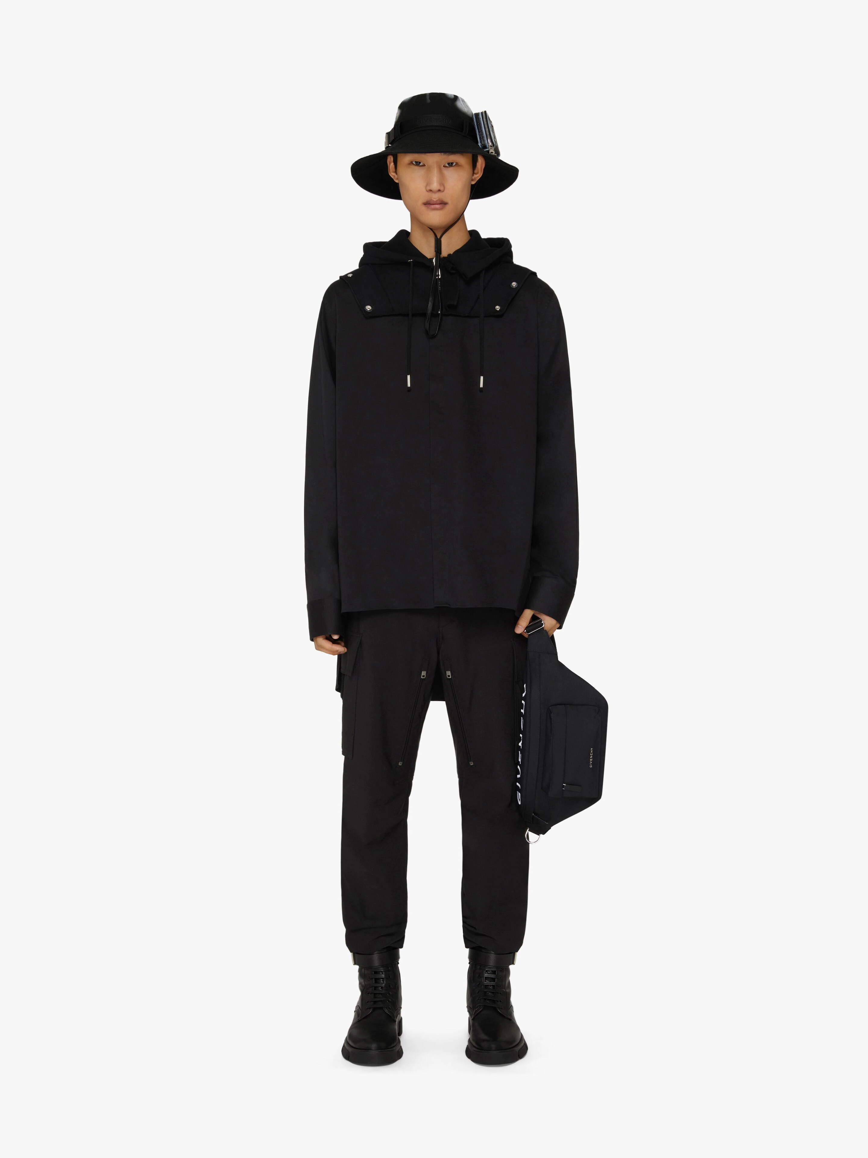 HOODED OVERSIZED SHIRT AND BANDANA TAG EFFECT PATCH - 2