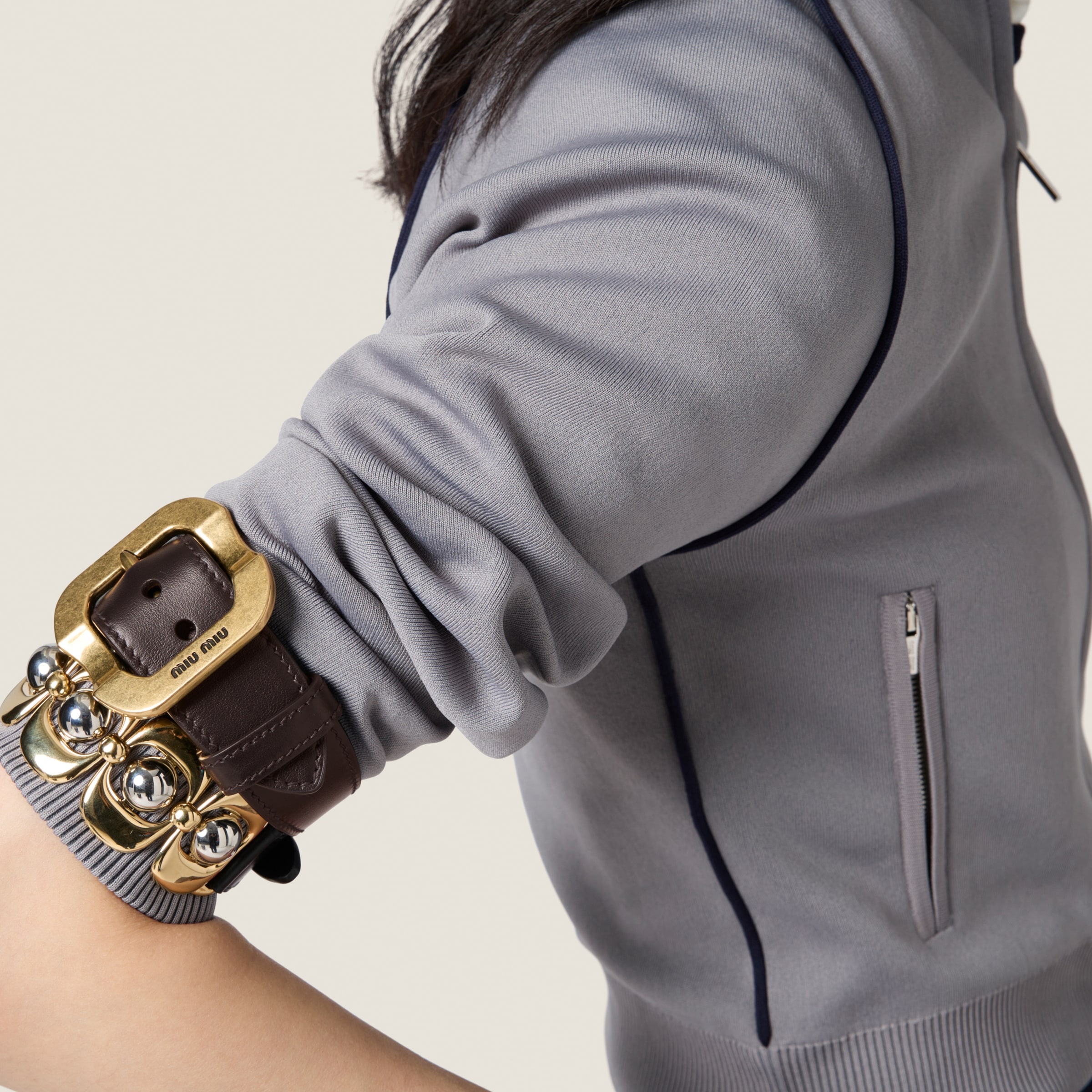 Miu Miu Technical yarn zipper cardigan | miumiu | REVERSIBLE