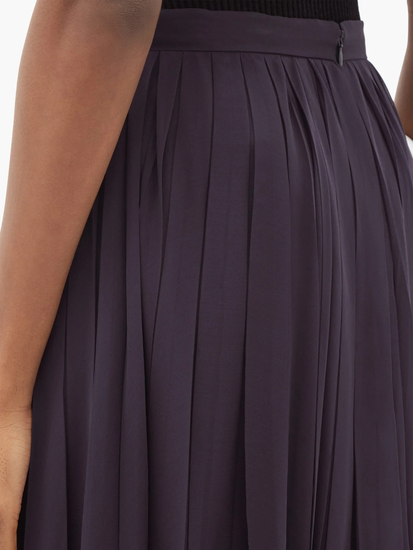 Pleated silk-chiffon midi skirt - 3