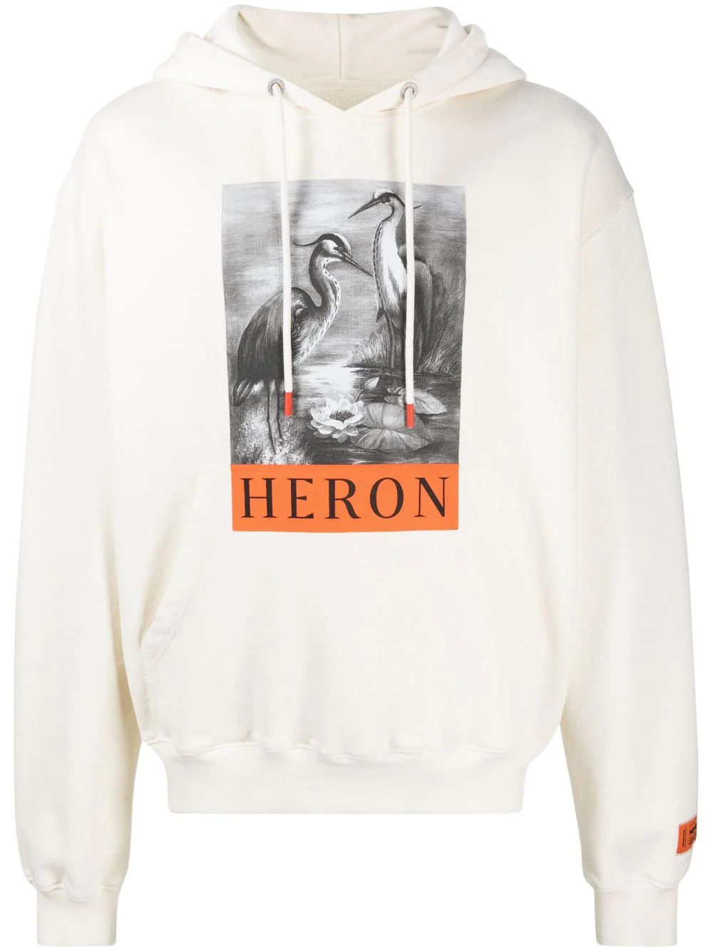 Heron-print cotton hoodie - 1