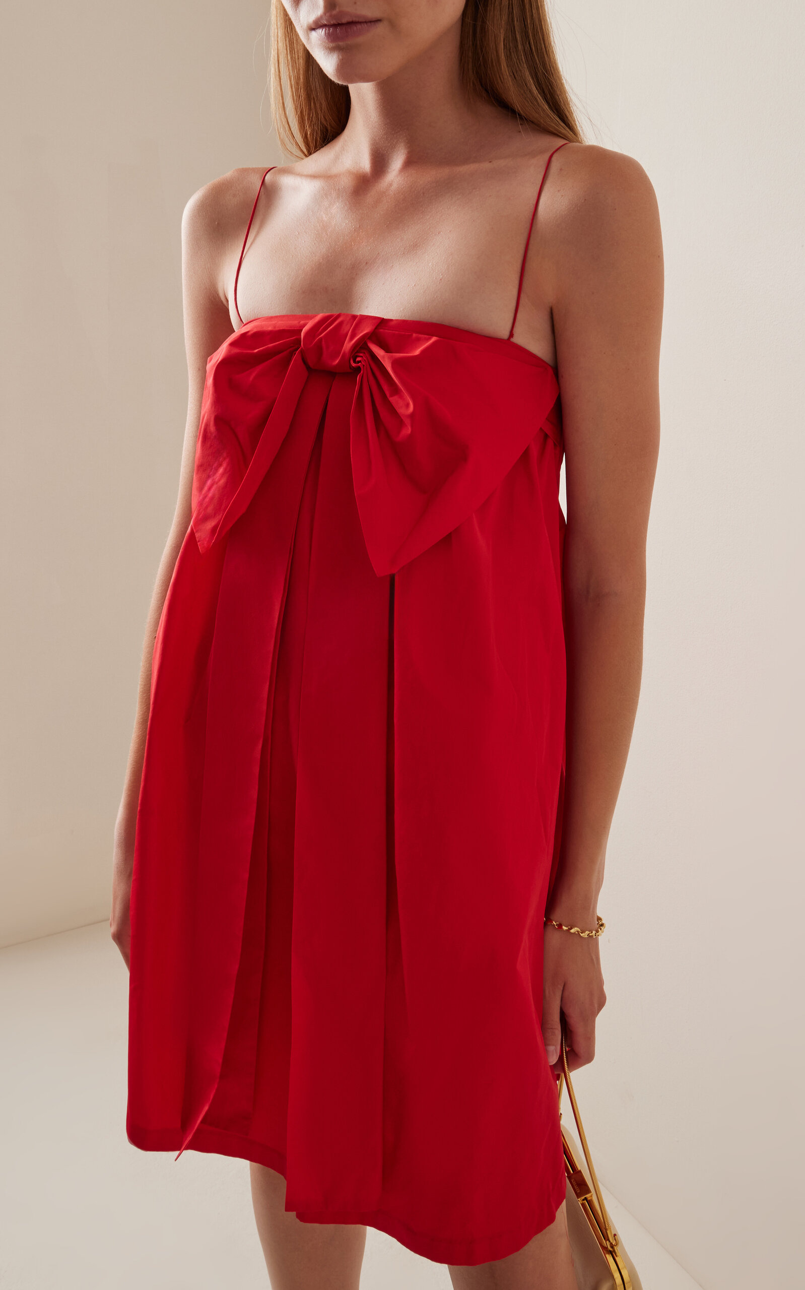 Estee Bow-Detailed Taffeta Mini Dress red - 3