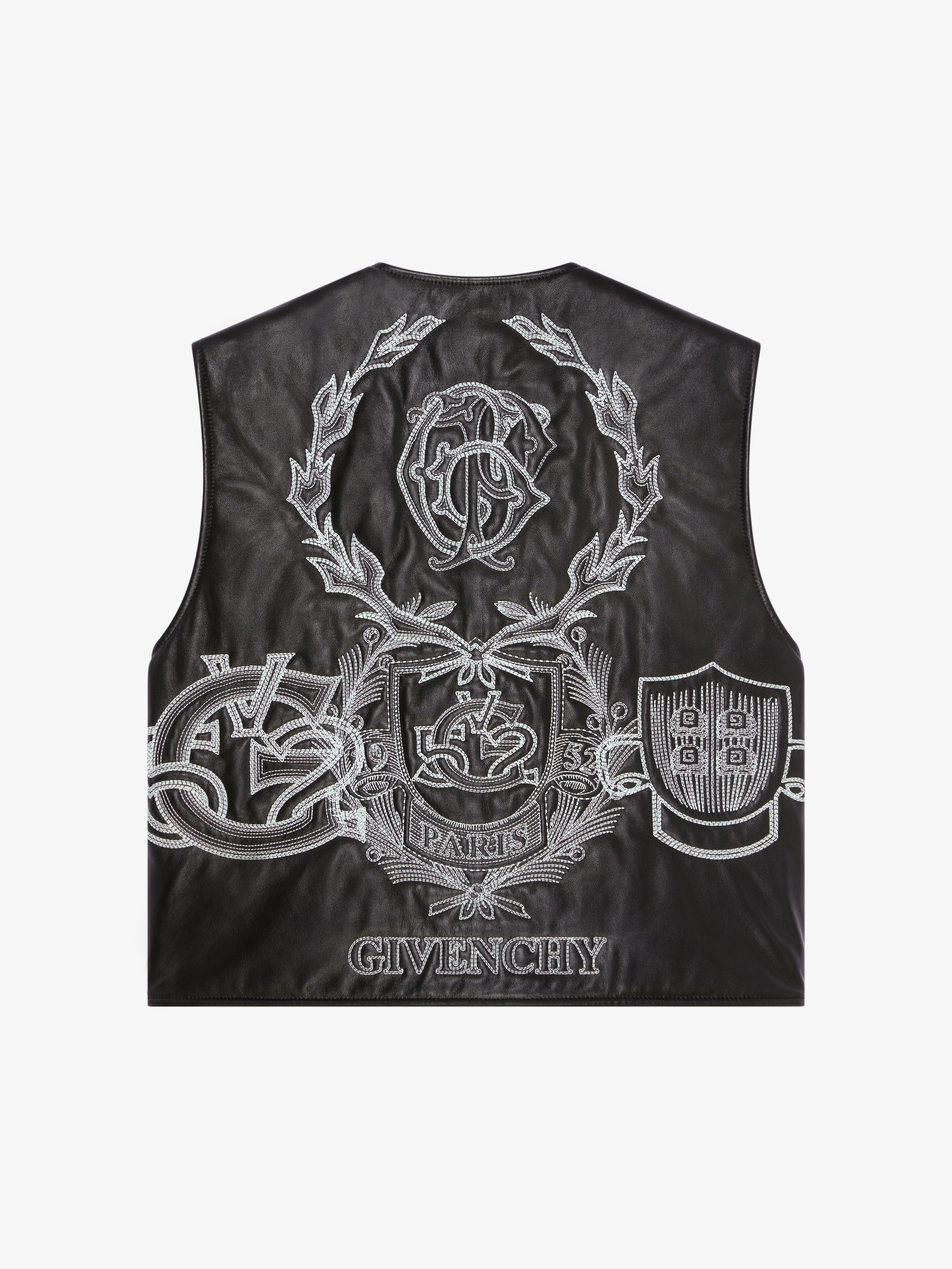 GIVENCHY CREST WAISTCOAT IN EMBROIDERED LEATHER - 5