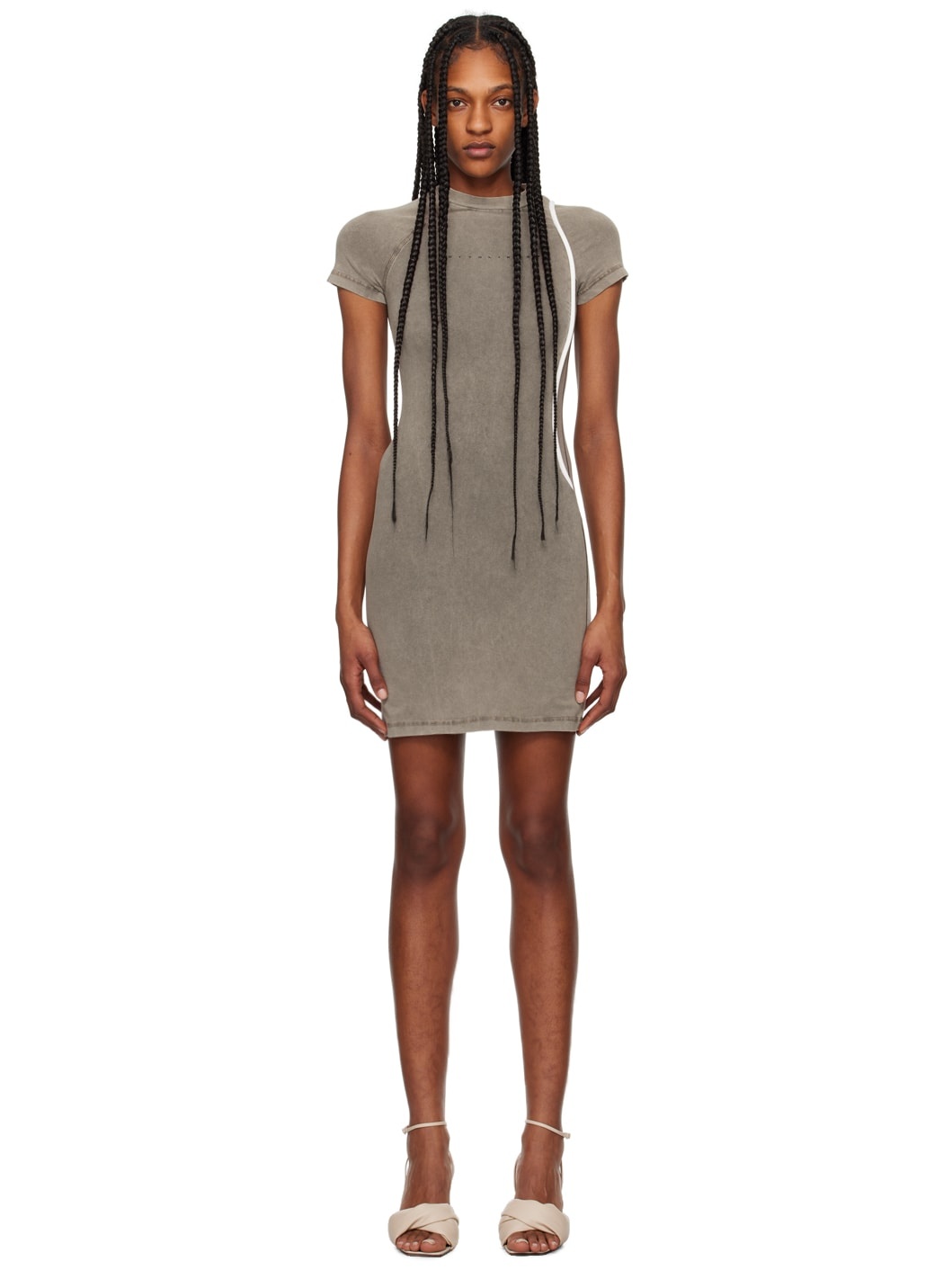 Taupe Fitted Minidress - 1
