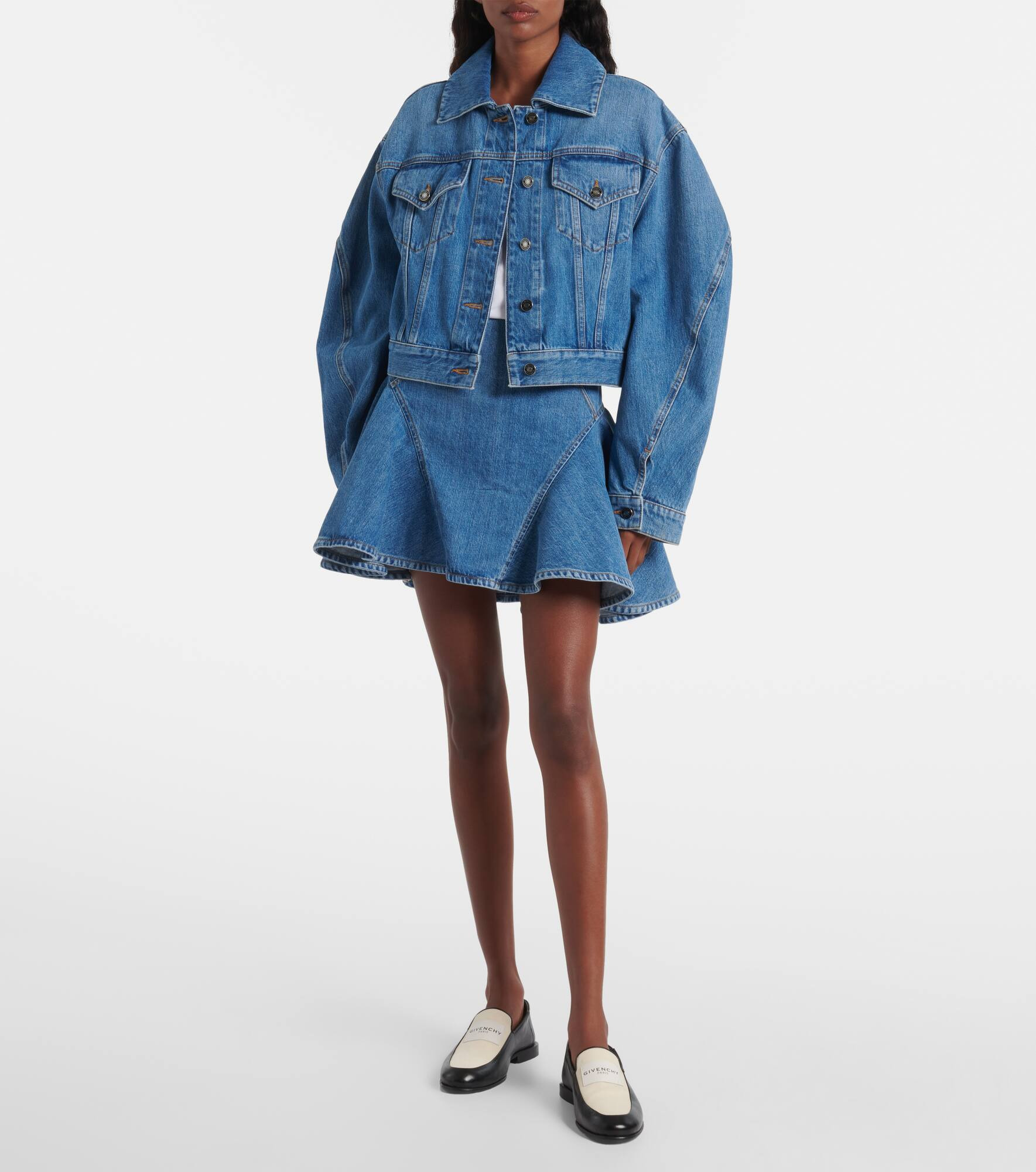 Ruffled denim miniskirt - 2