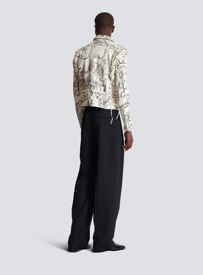 Disney x Balmain: The Lion King - Leather biker jacket with Enfant Précoce print 4