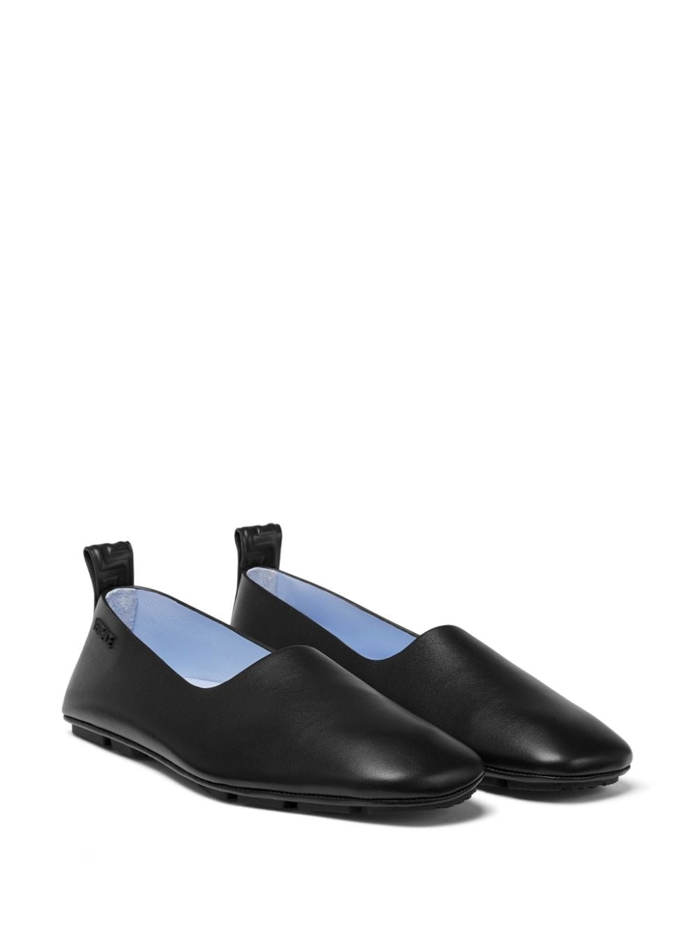 logo-embossed leather slippers - 2