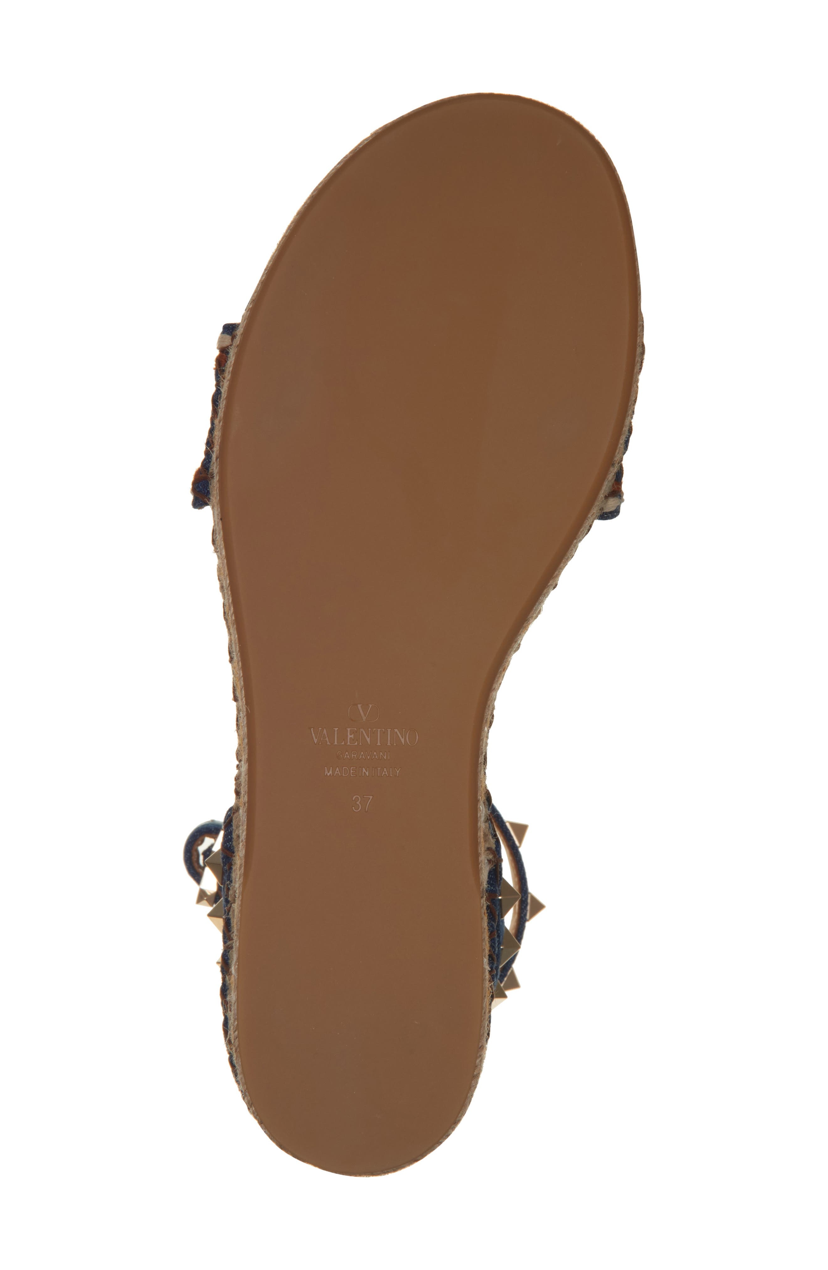 Valentino Garavani Rockstud Espadrille Wedge Sandal in Bright Blue at Nordstrom - 6