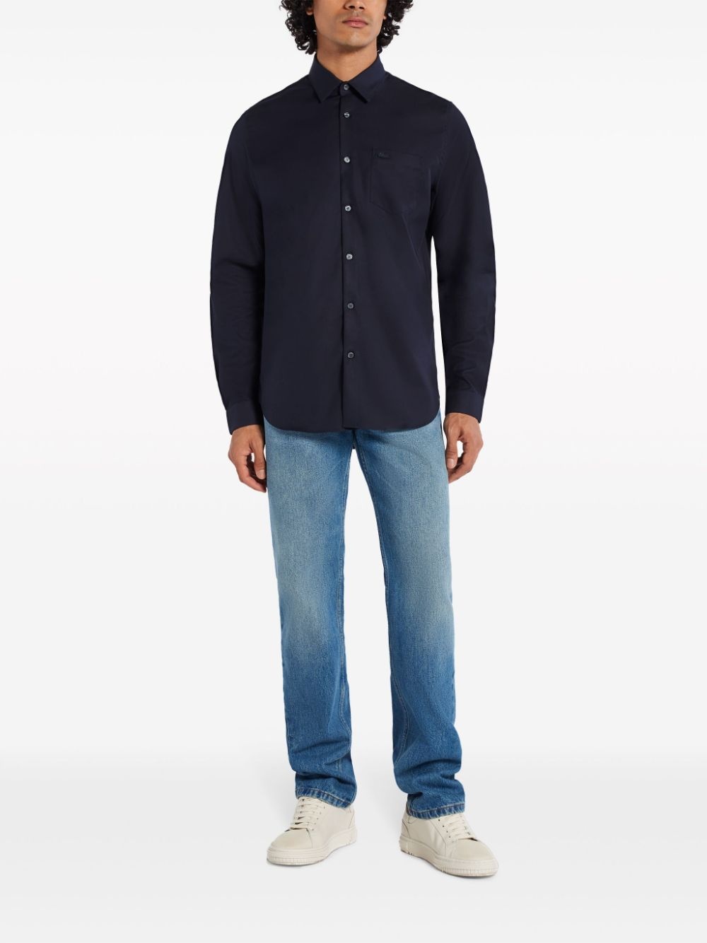 logo-patch cotton shirt - 2