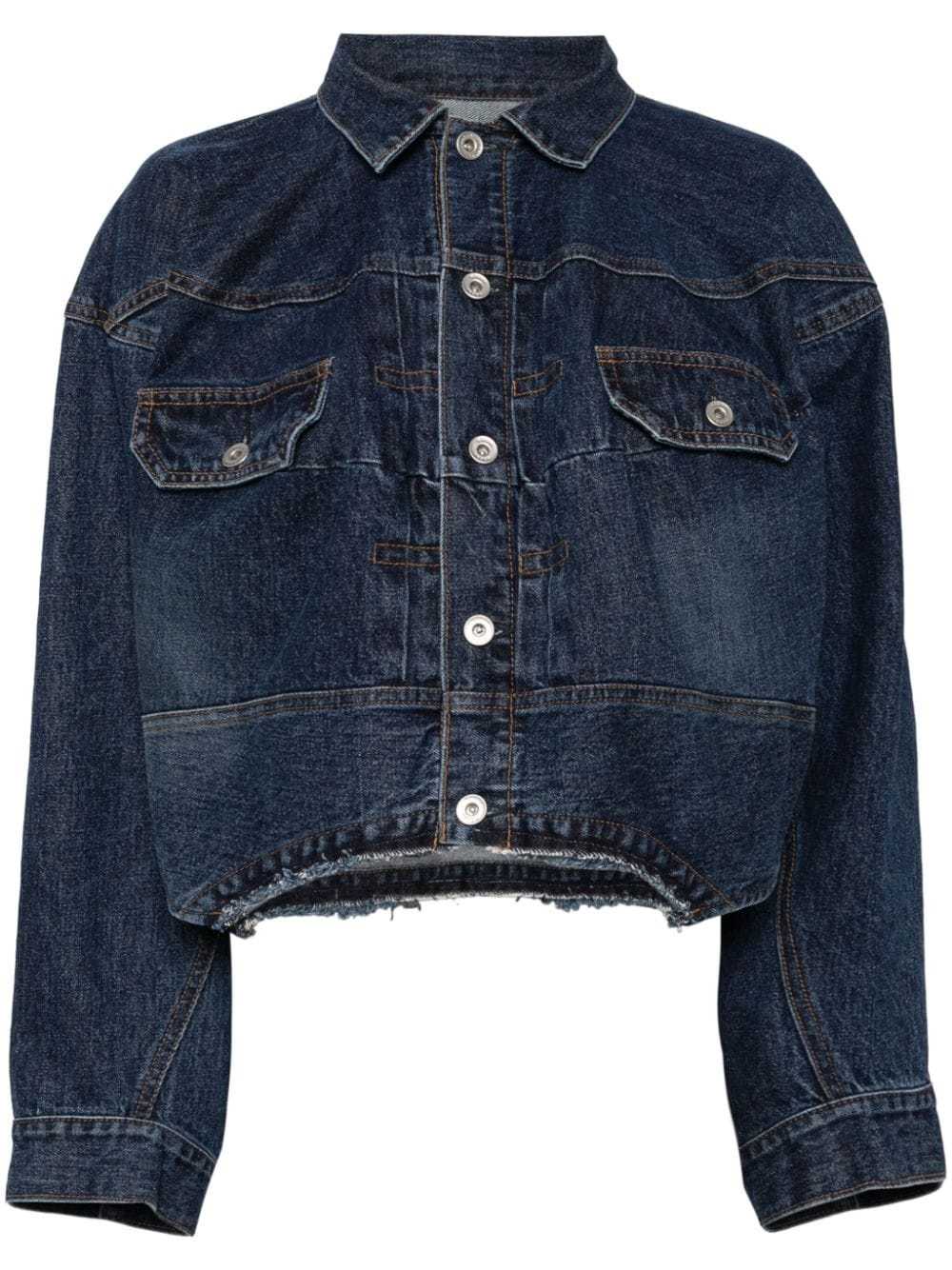 raw-cut hem denim jacket - 1