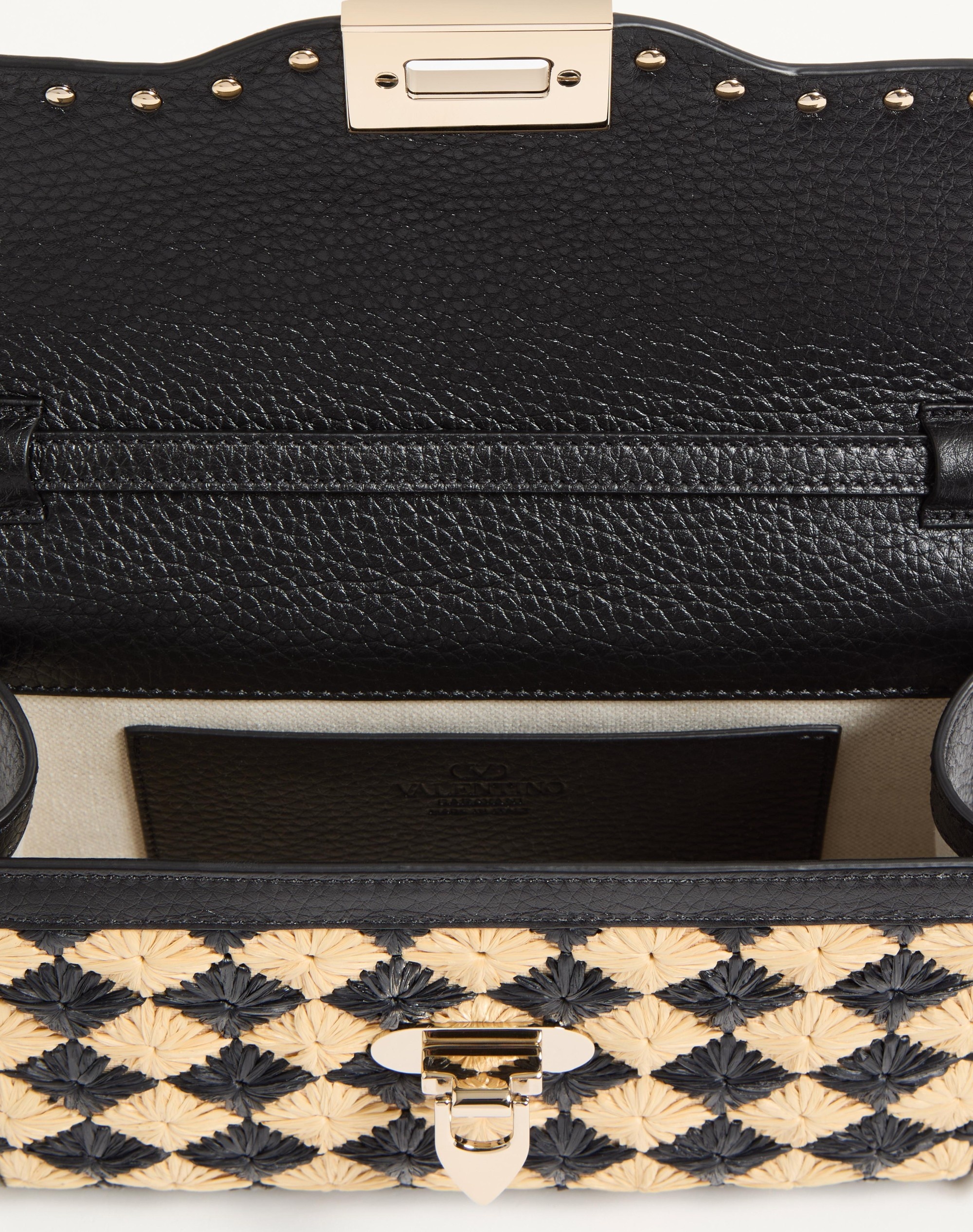 VALENTINO GARAVANI ROCKSTUD SMALL SHOULDER BAG IN EMBROIDERED SYNTHETIC RAFFIA - 5