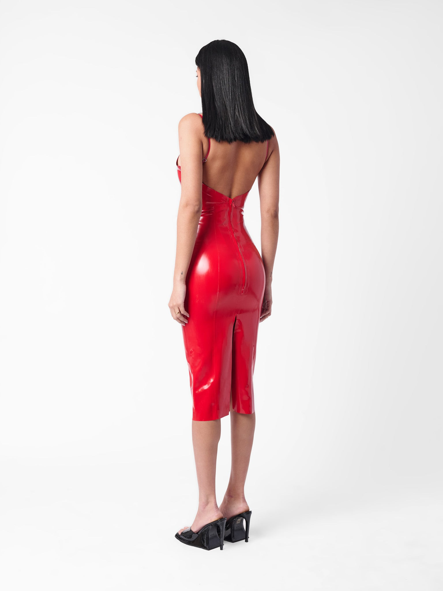 WHISTLE LATEX MIDI DRESS RED - 5