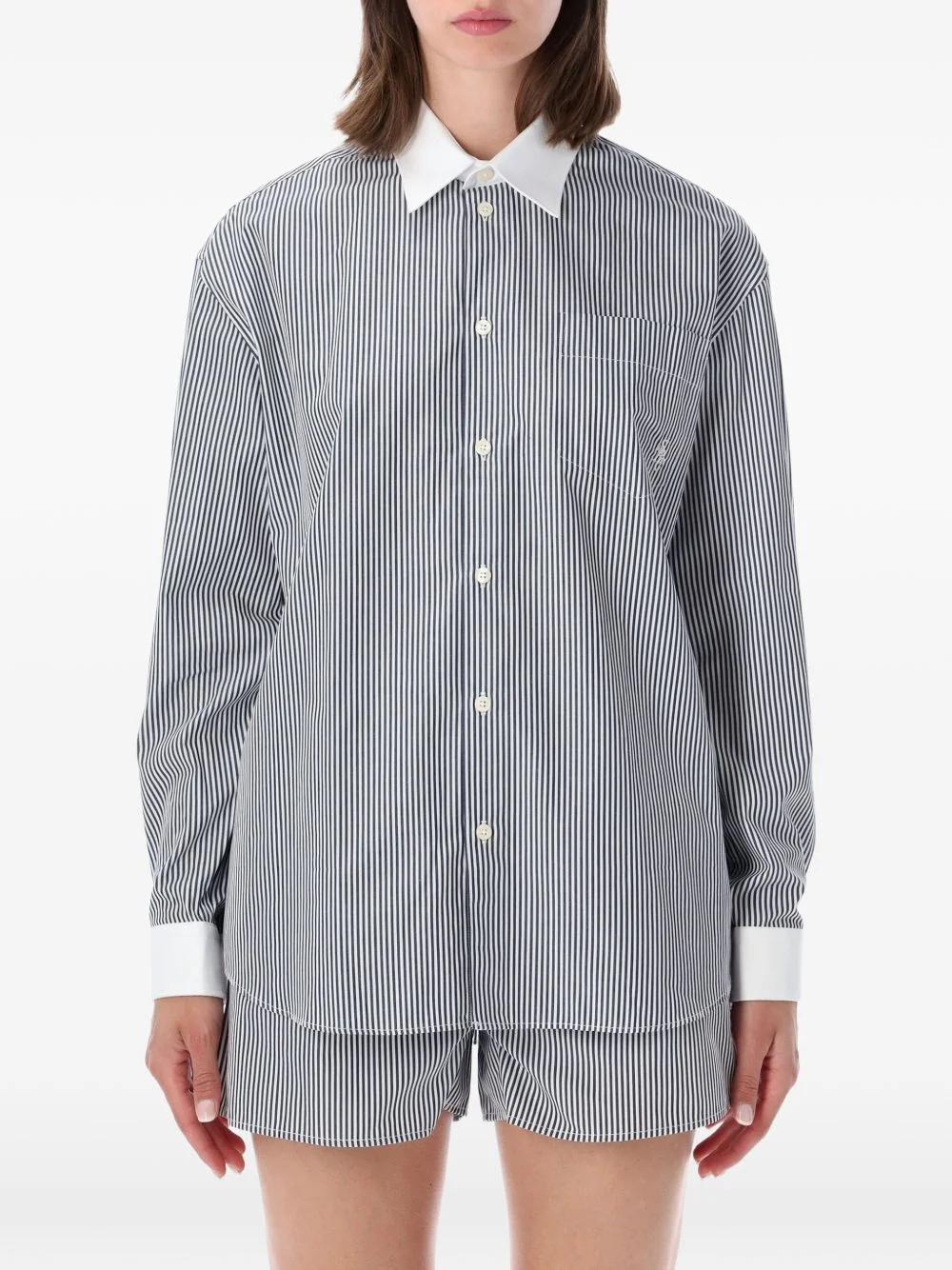 vertical-stripe long-sleeve shirt - 1