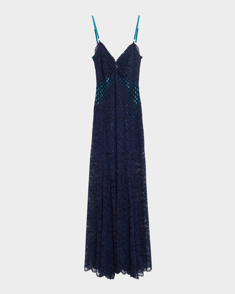 Long Lace V-Neck Sleeveless Dress 1