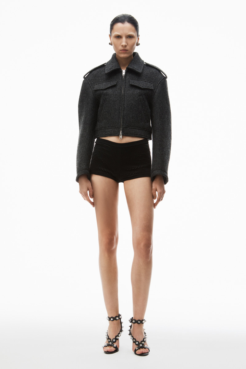 Alexander Wang cropped military jacket in donegal wool outlook