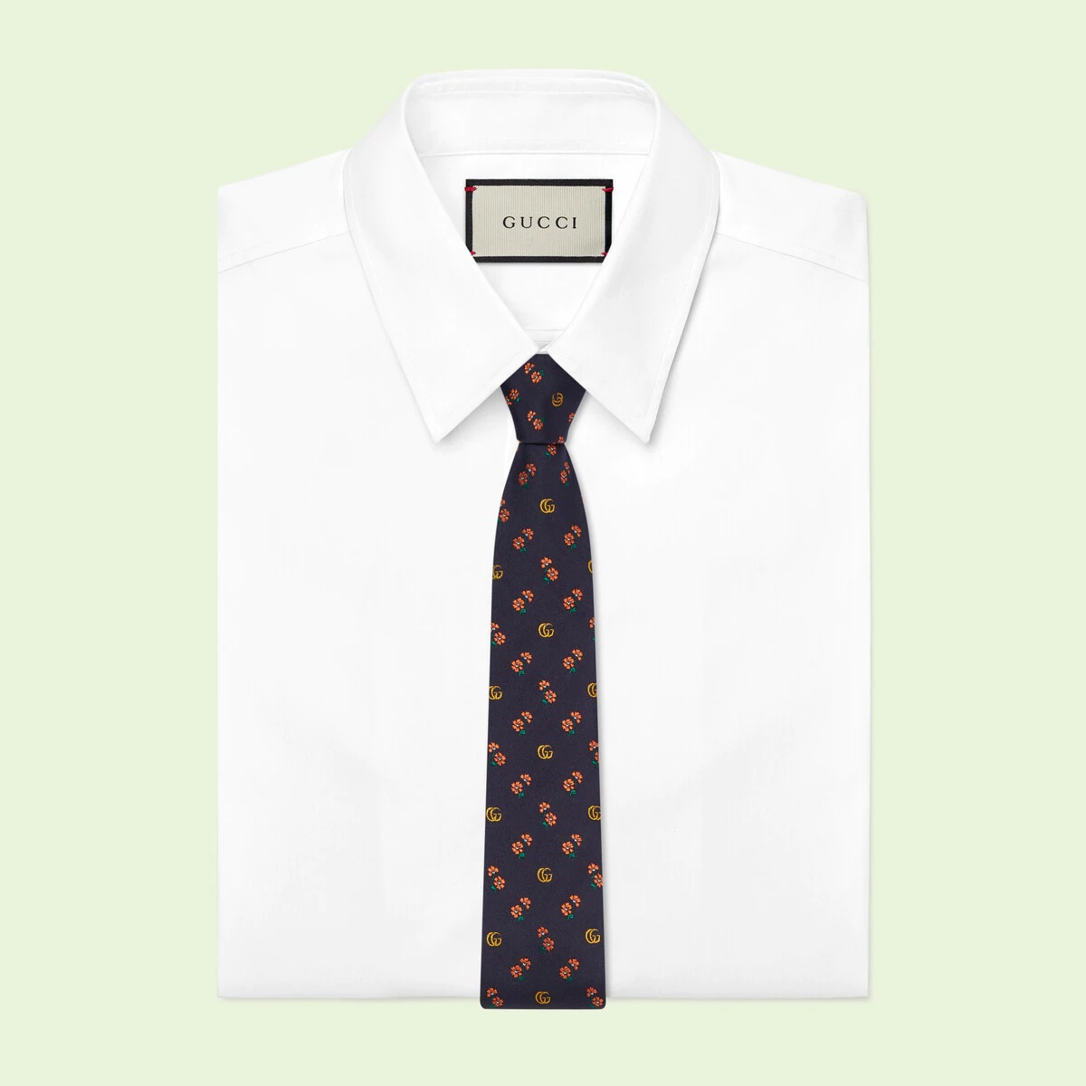 Double G and flowers silk jacquard tie - 2