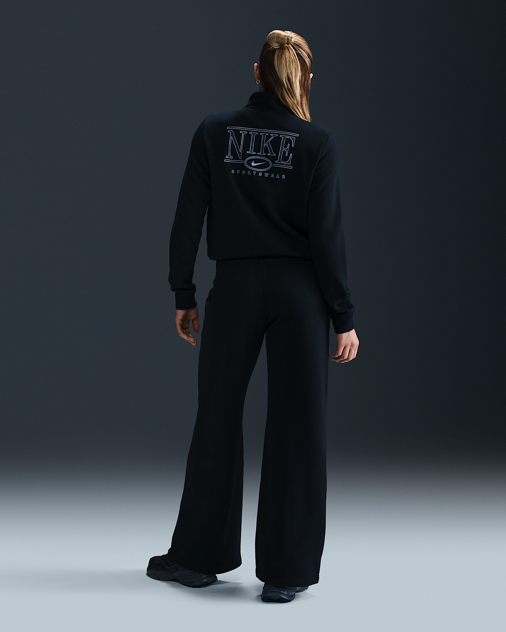 Nike Sportswear Club Fleece Women's Mid-Rise Wide-Leg Graphic Pants - 4
