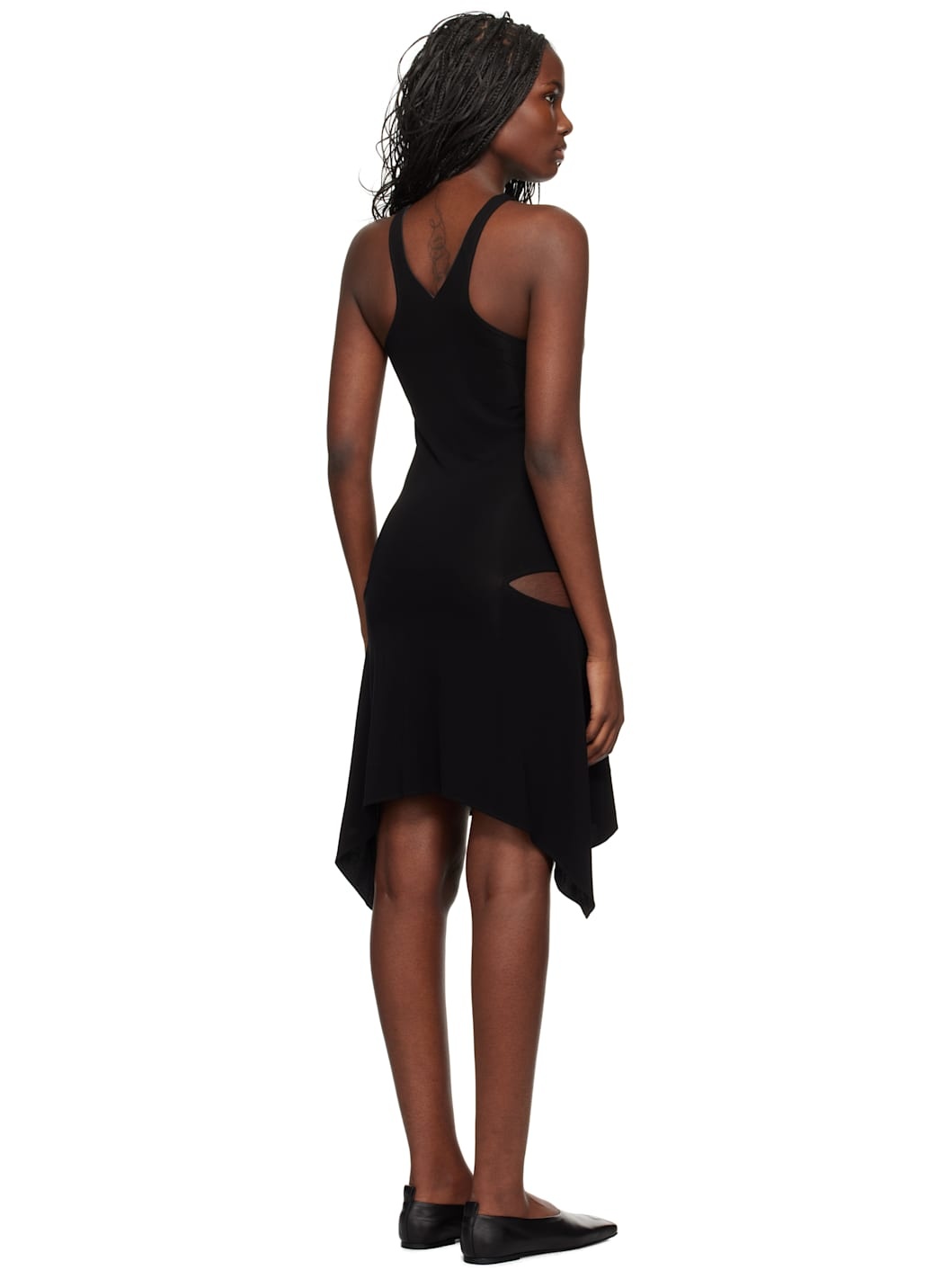 Black Criss Cross Jersey Minidress - 3