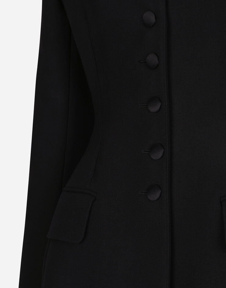 Long single-breasted wool cady Dolce-fit jacket - 9