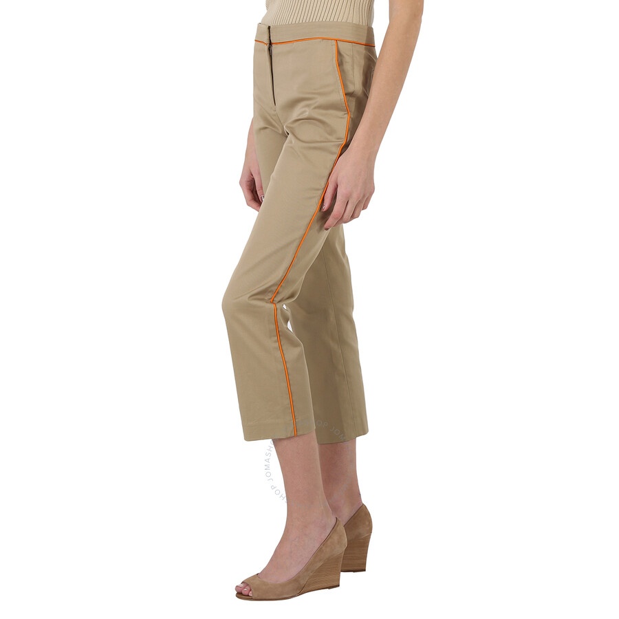 Burberry Ladies Silk Trim Cropped Cotton Chinos - 4