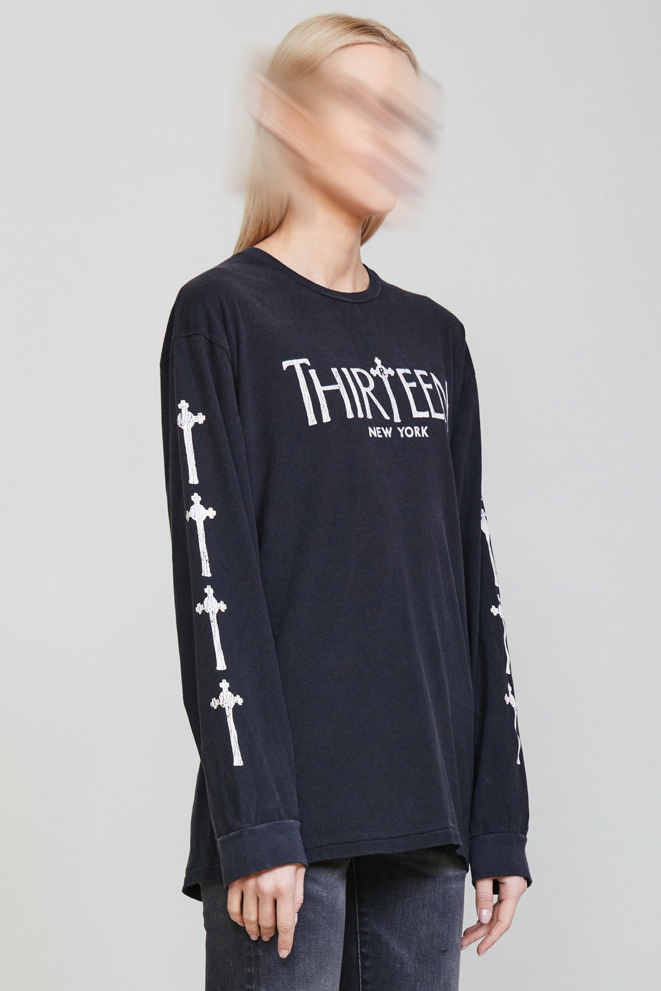 R THIRTEEN GOTHIC LONG SLEEVE TEE - BLACK - 2