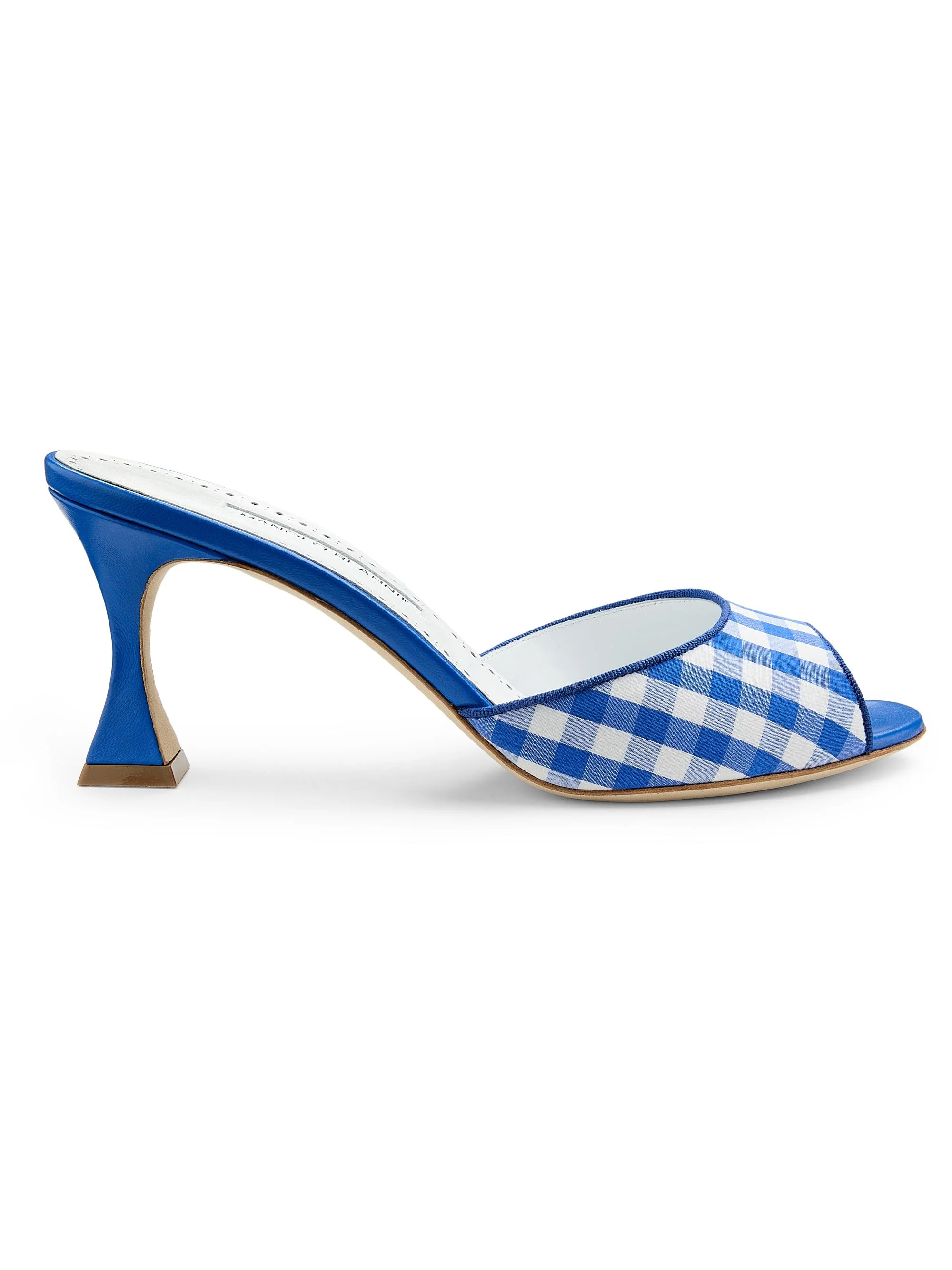 Women's Jadara 70MM Gingham Cotton Pumps - White Blue - 1