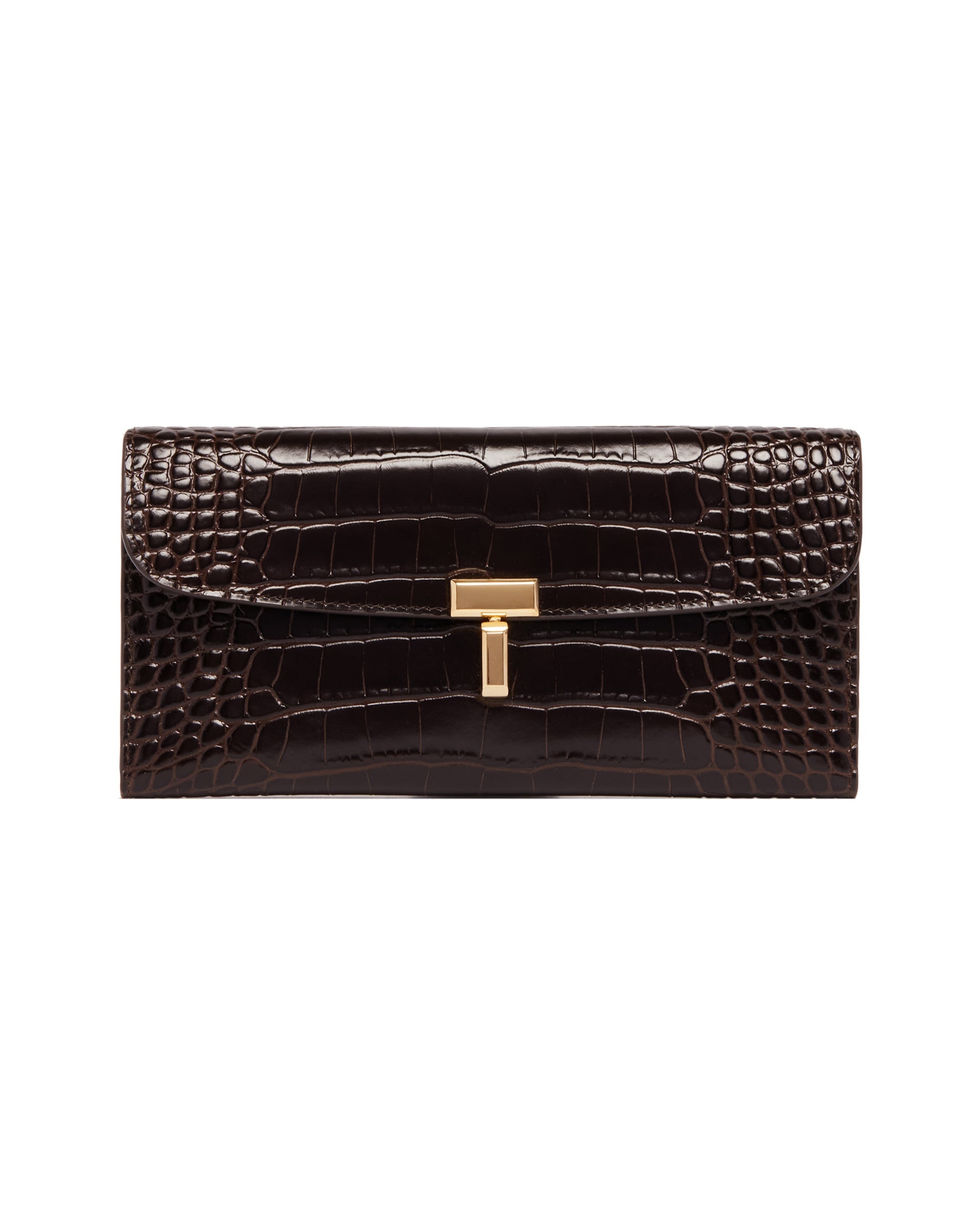 Brown T-Lock Croc-Print Wallet - 2