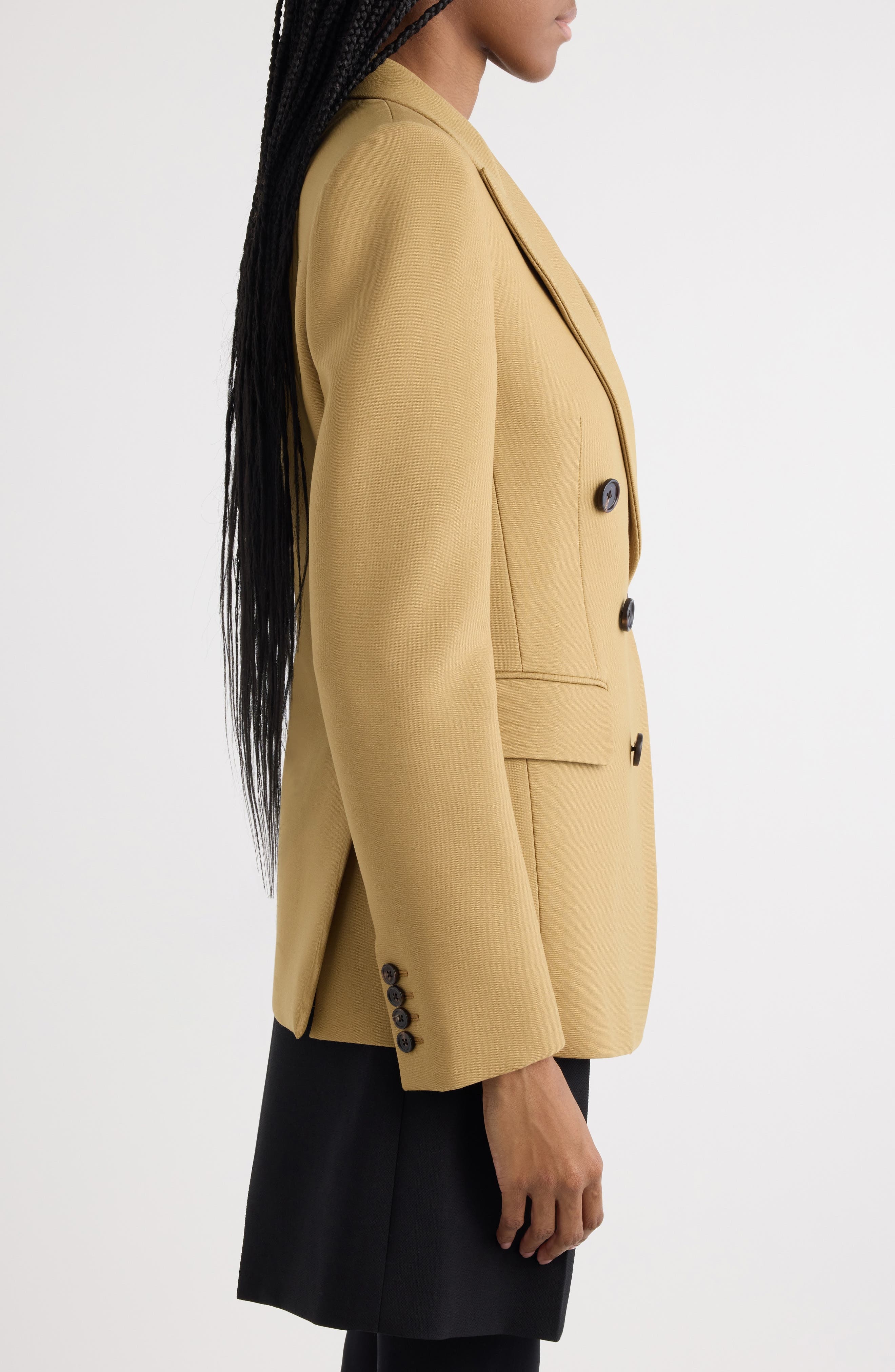 Chloé Double Breasted Virgin Wool Grain de Poudre Blazer in Nut at Nordstrom - 4