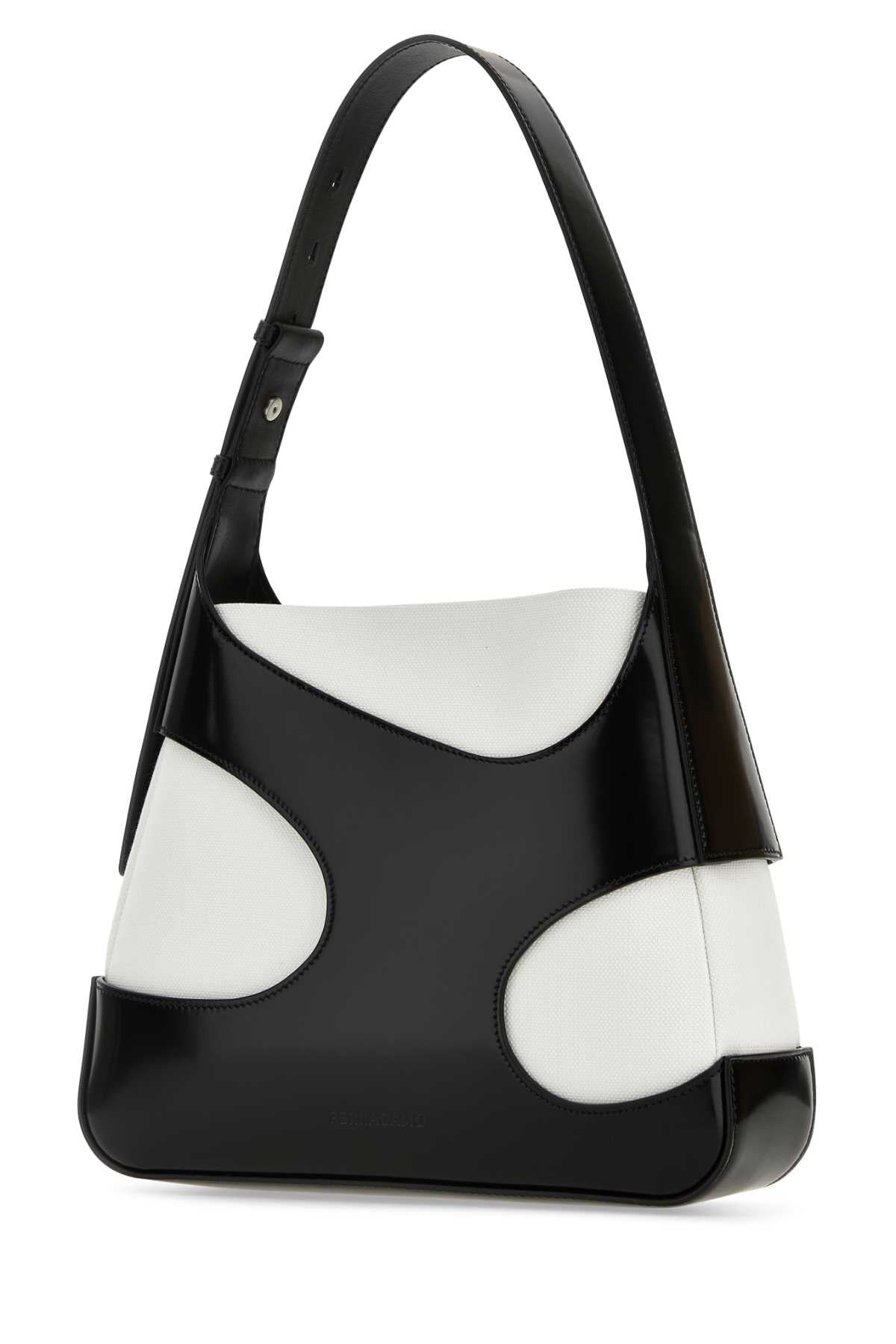 Salvatore Ferragamo Women Two-Tone Leather And Canvas Cut Out L Shoulder Bag - 2