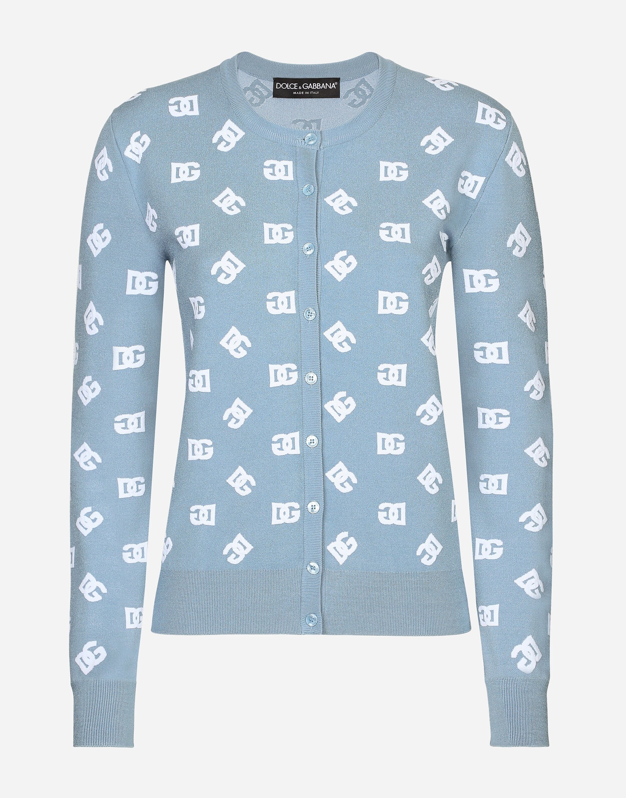 Viscose cardigan with jacquard DG logo - 1