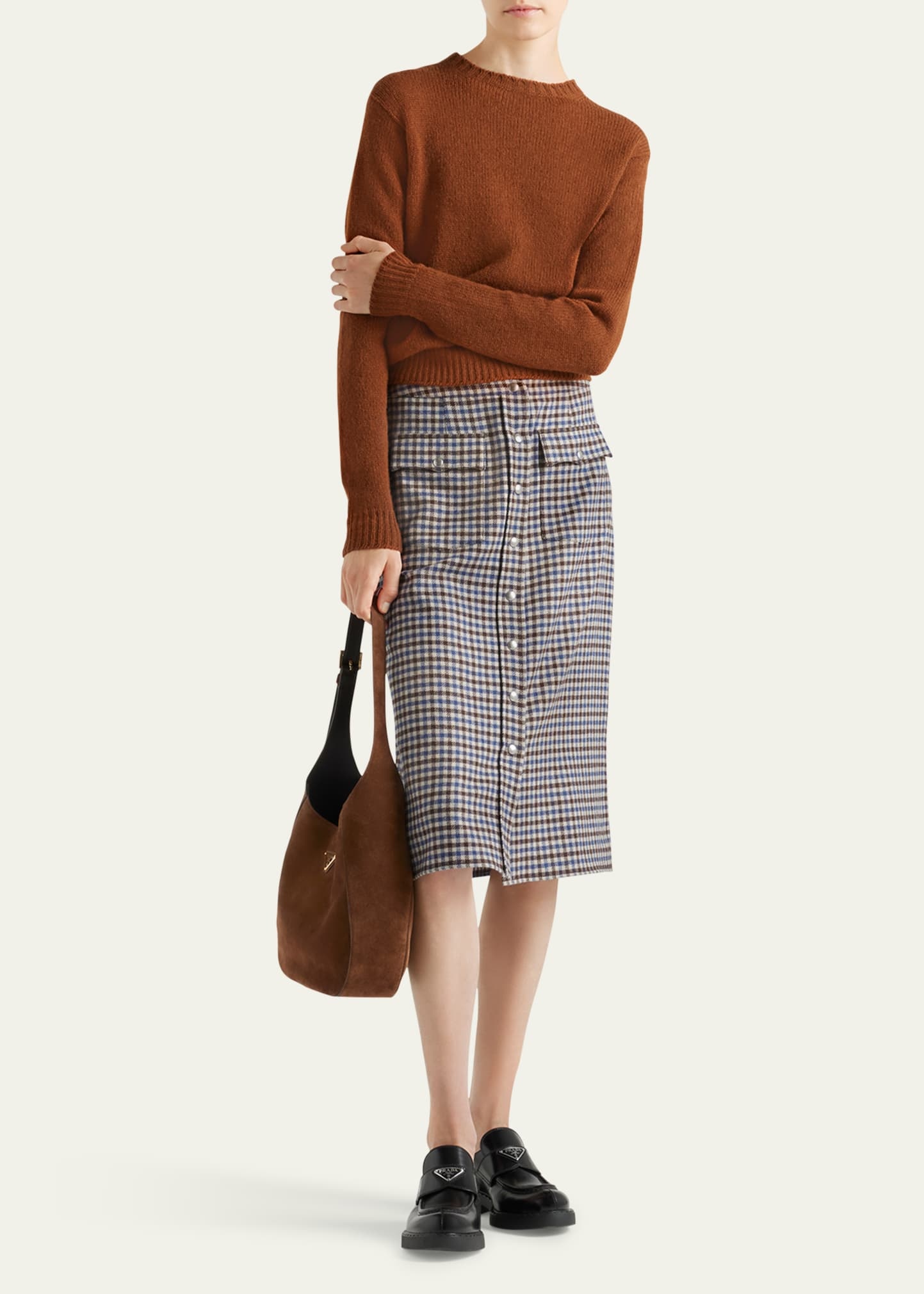 Quadretto Wool Midi Skirt - 2