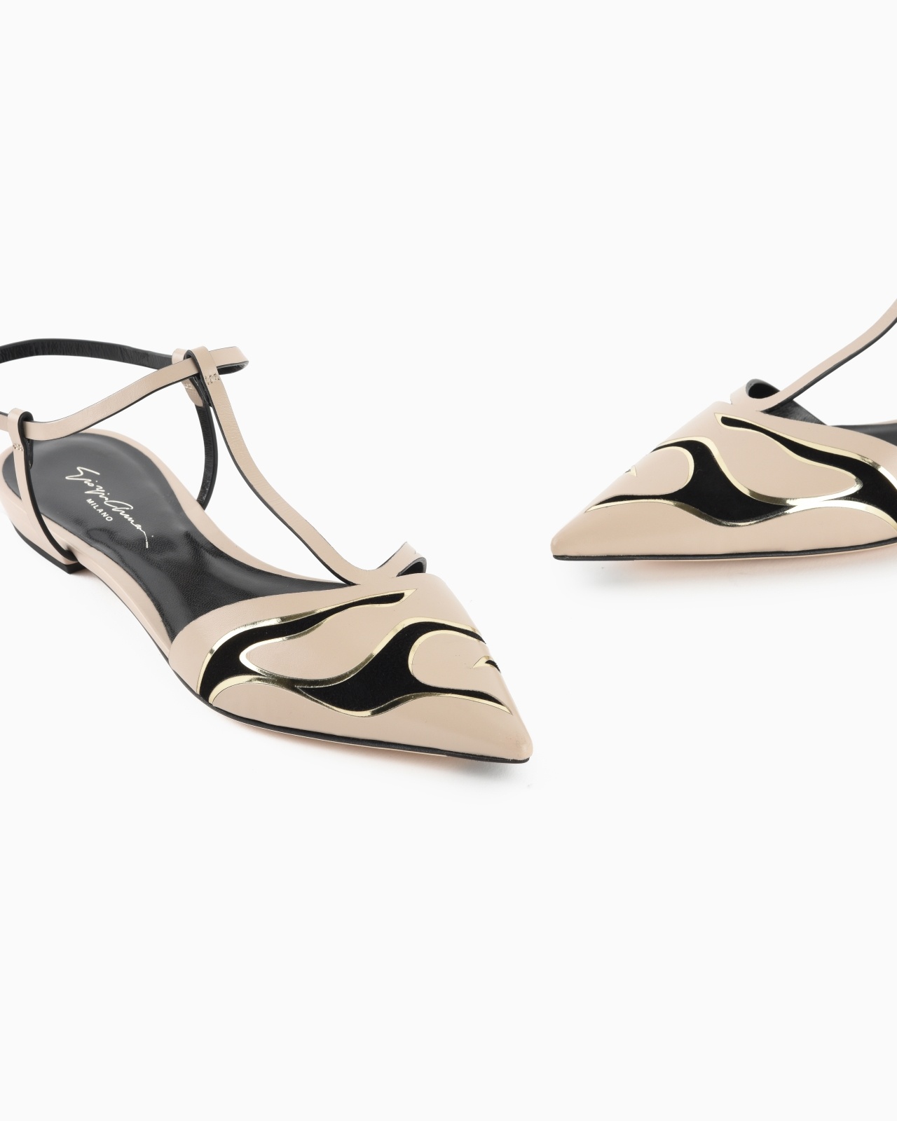 LEATHER T-BAR BALLERINAS WITH STRAP - 5