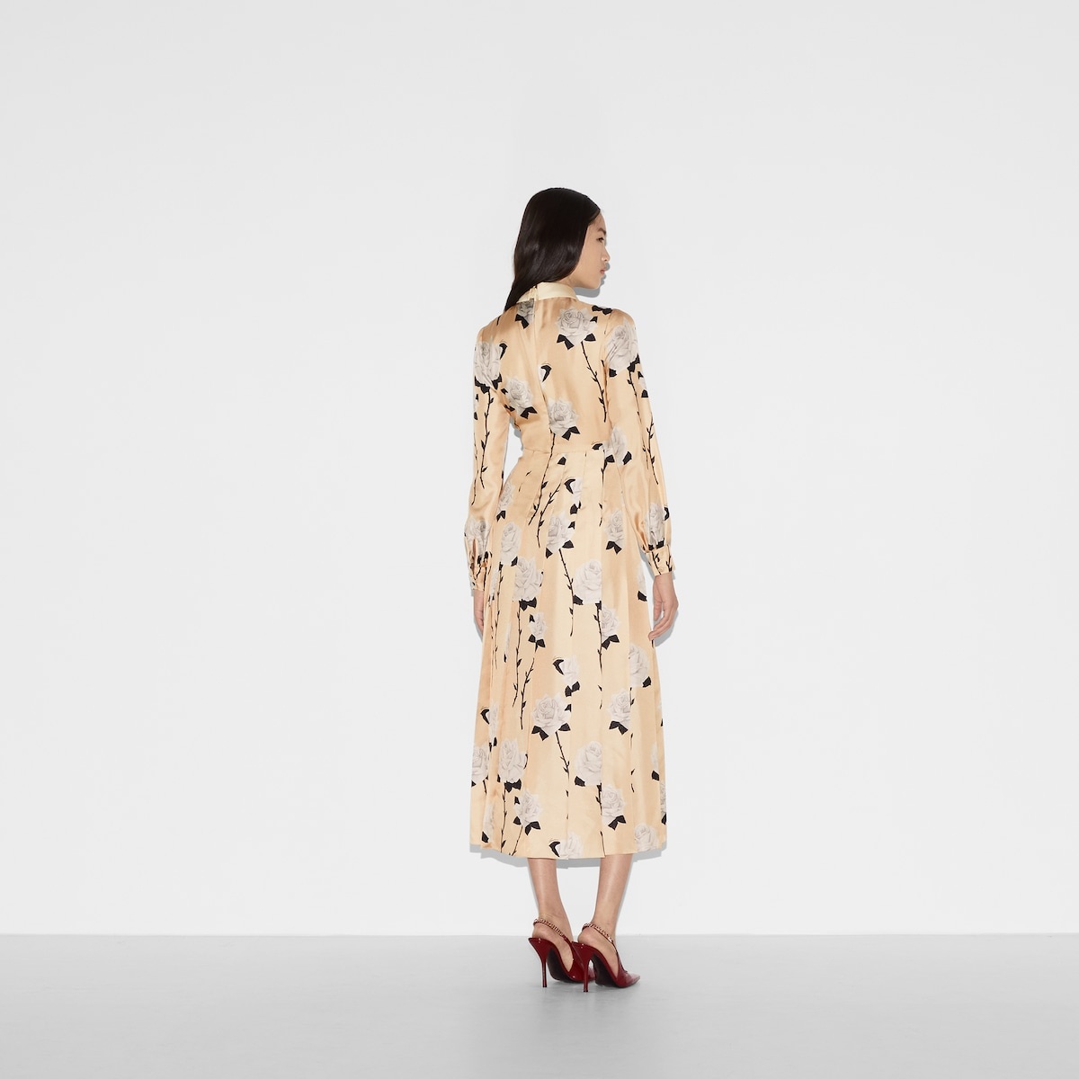 Crêpe de chine dress with floral print - 4