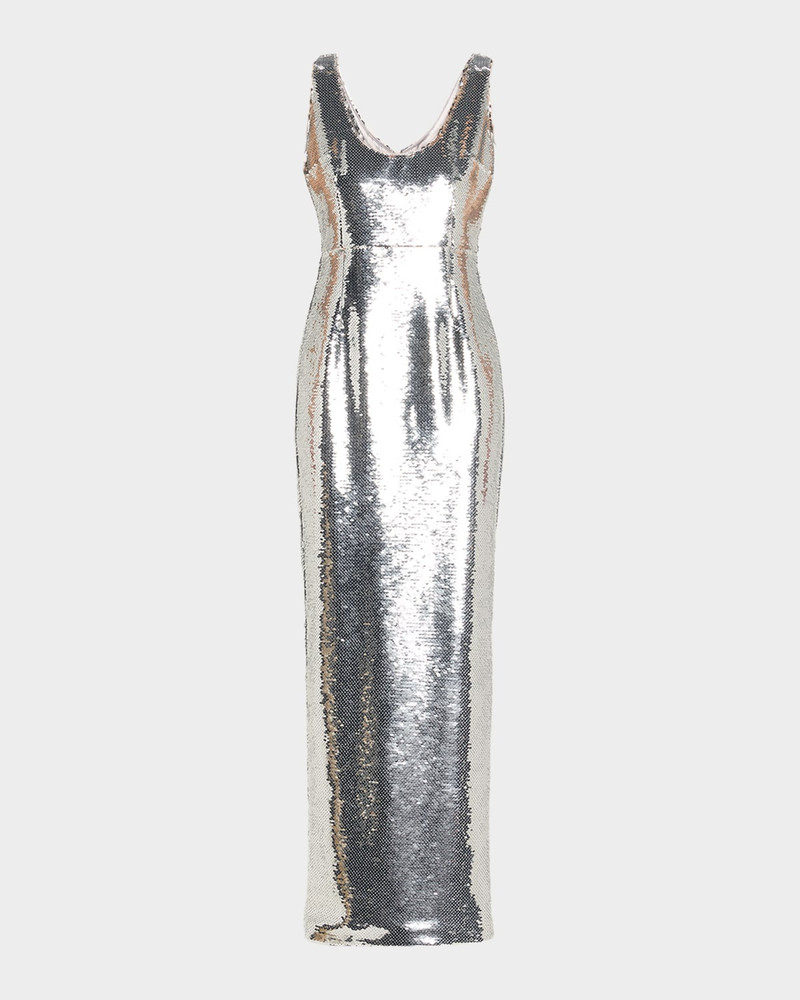 Manu Sleeveless Sequin Column Gown 1