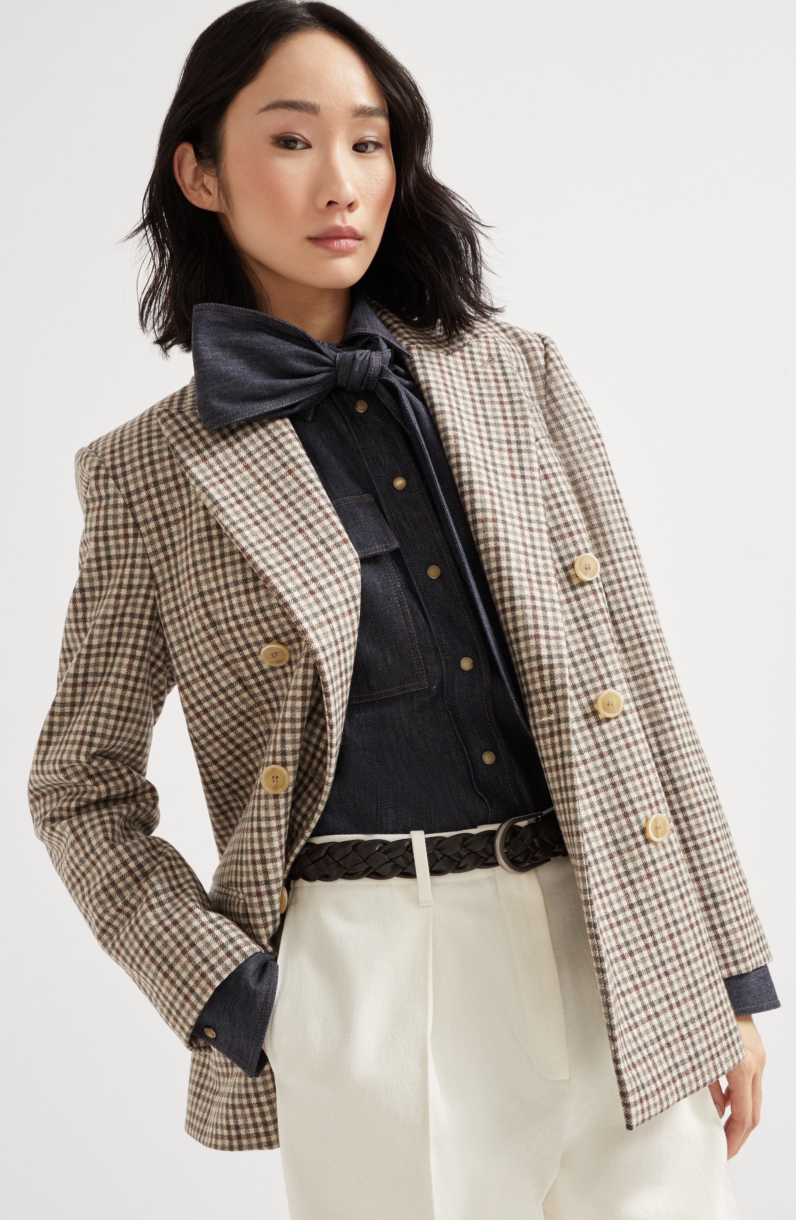 Brunello Cucinelli Flannel blazer with monili in Beige at Nordstrom - 5