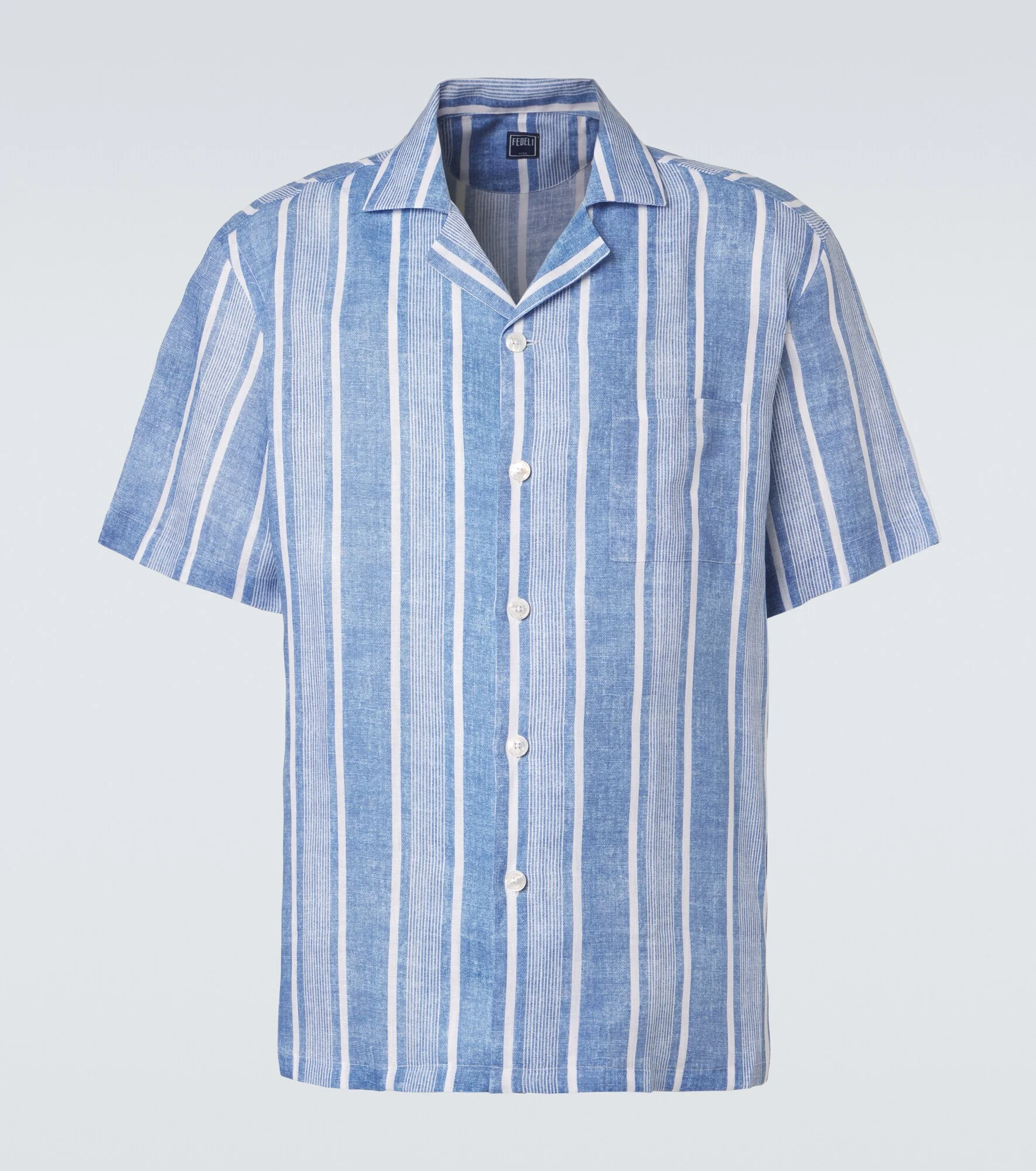 Striped linen bowling shirt - 1