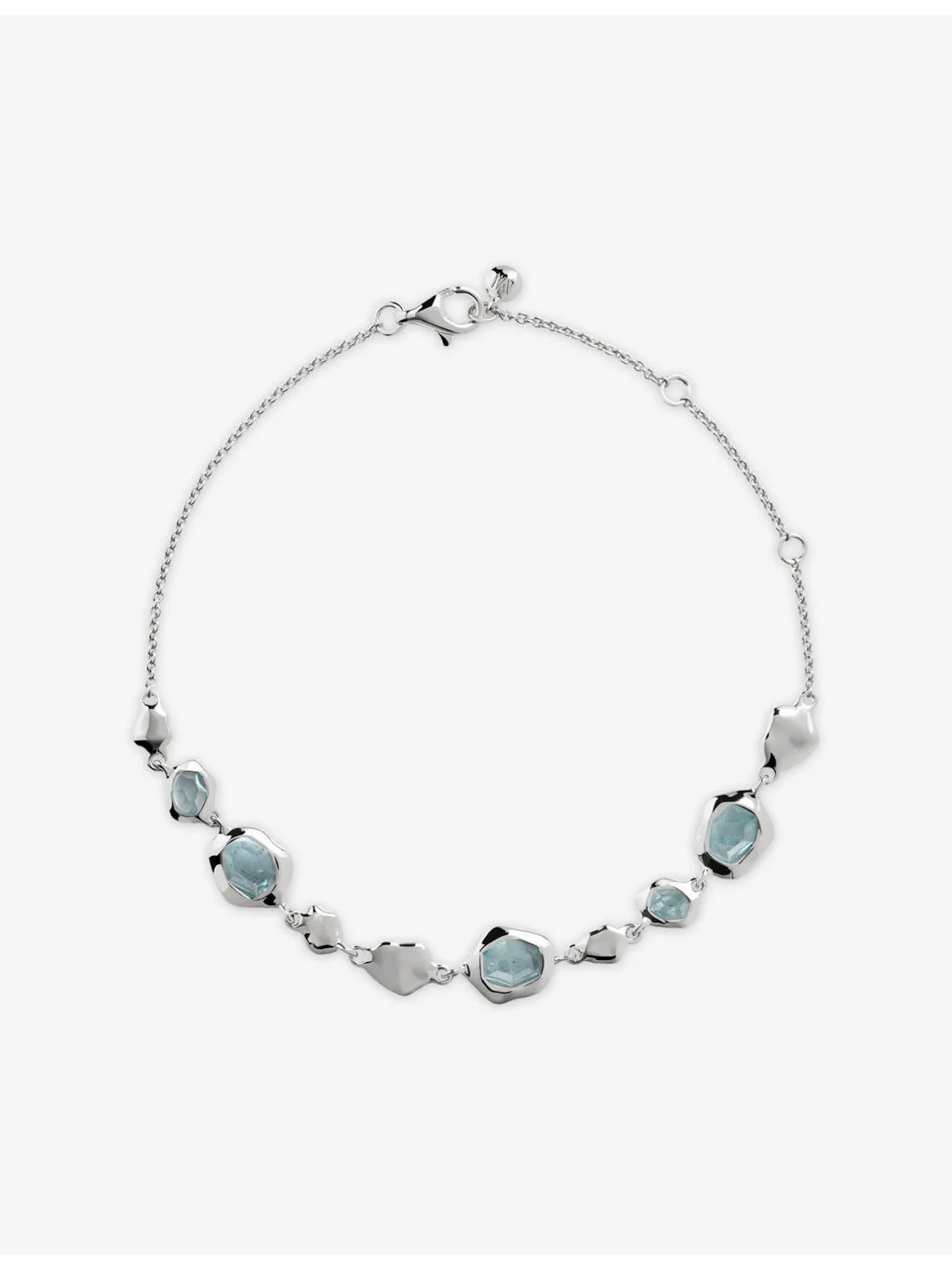 Odyssey Gemstone Pebbled Sterling-Silver And Aquamarine Chain Bracelet - 1