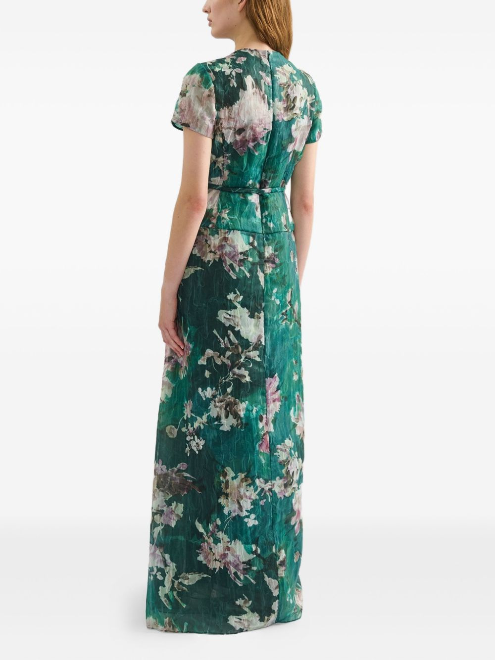 floral-print short-sleeve gown - 4