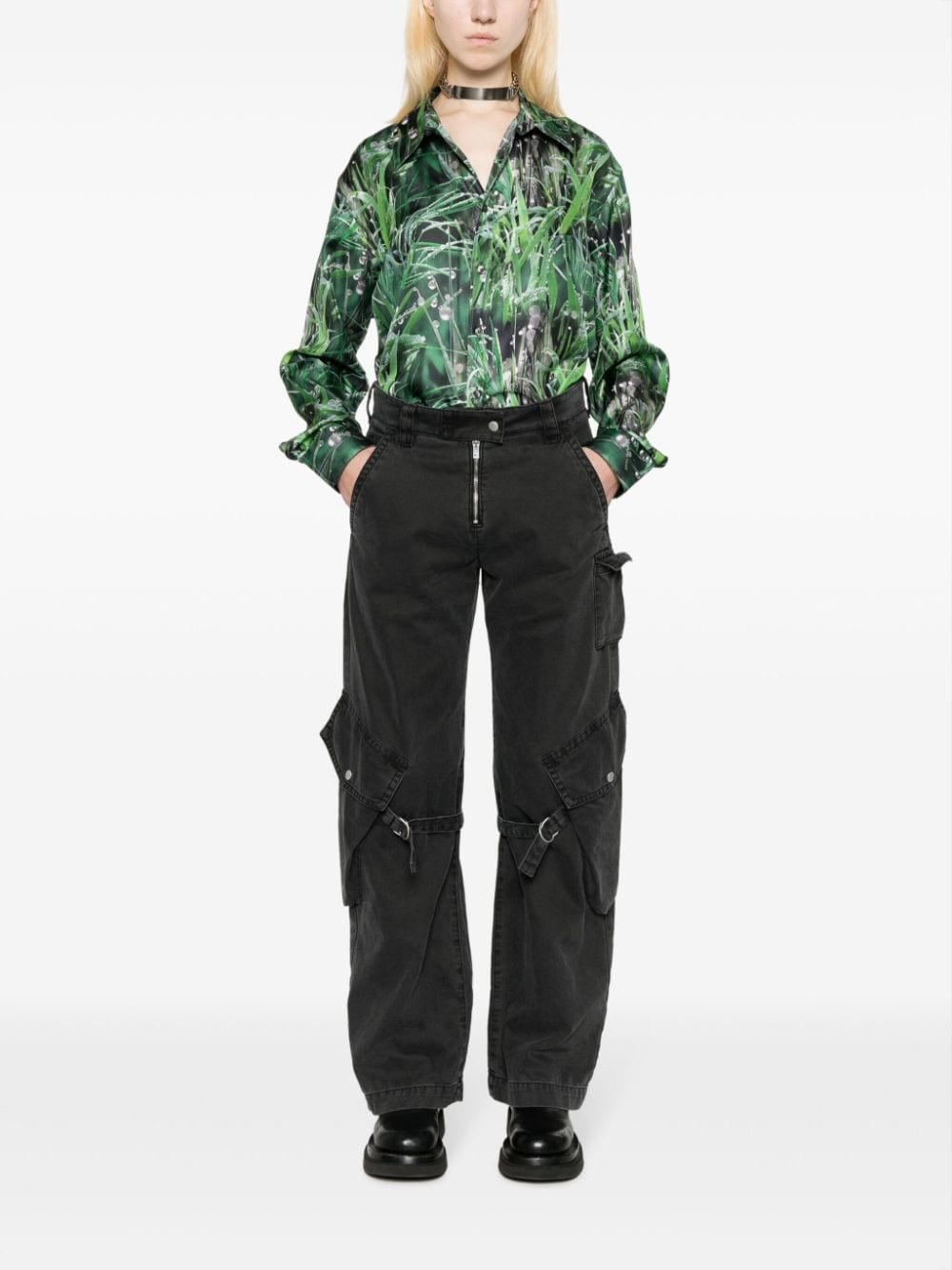 grass-print silk shirt - 2