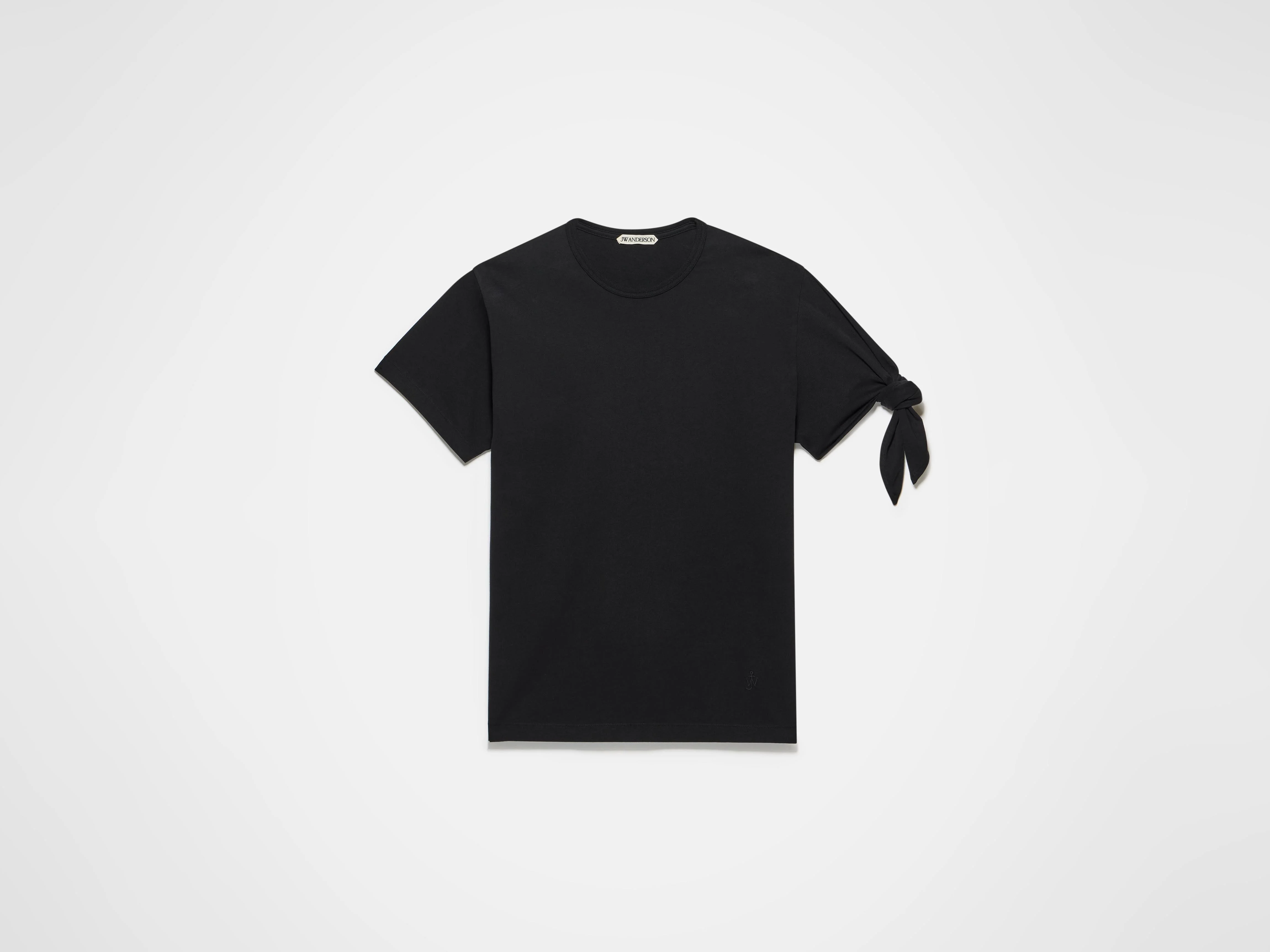 KNOTTED SLEEVE T-SHIRT IN BLACK - 1