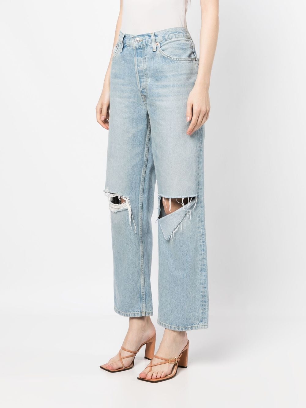 ripped-detail straight-leg jeans - 3