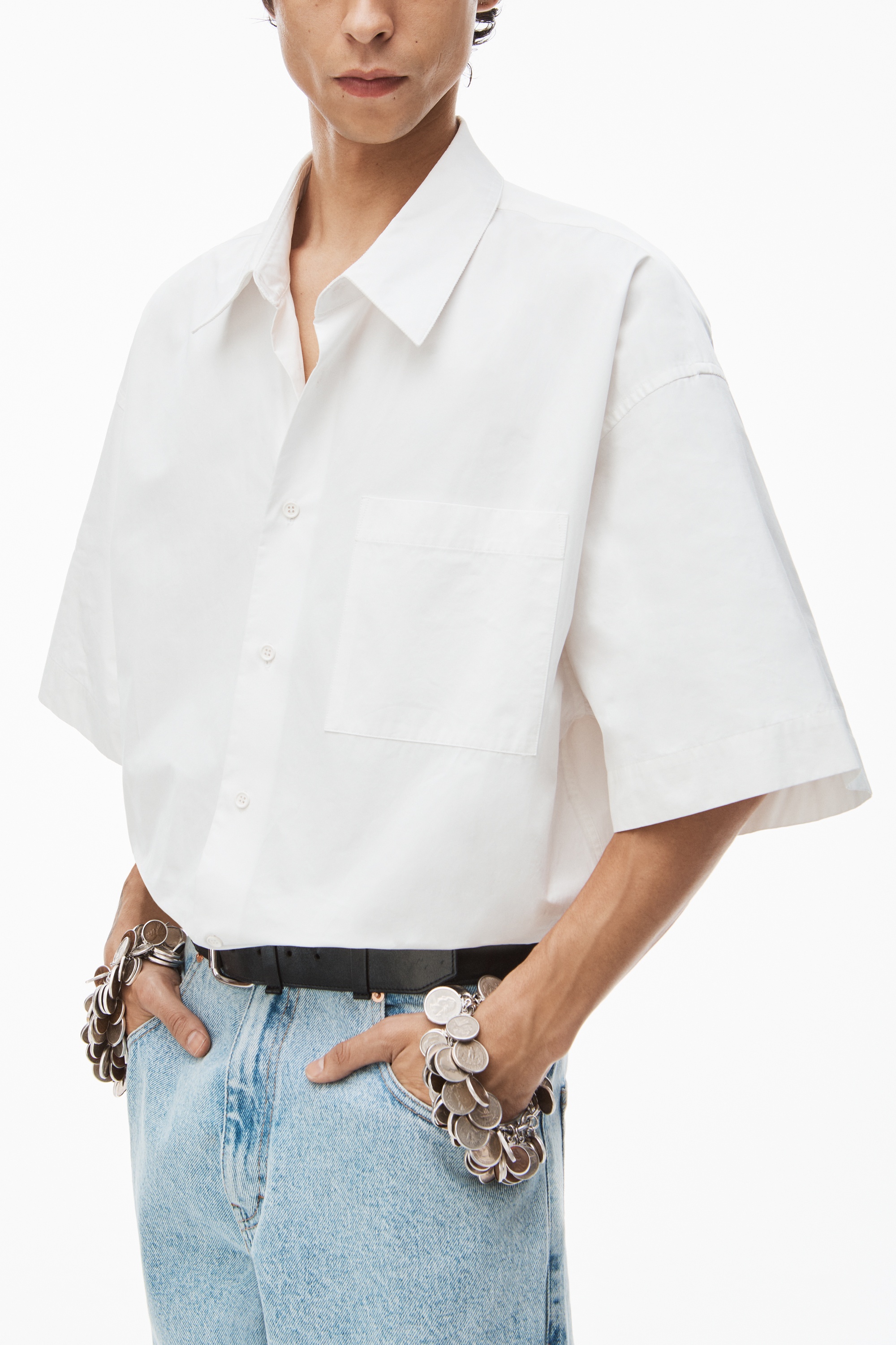 short sleeve shirt in technical cotton - 3