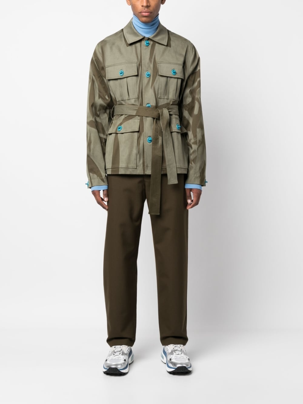 abstract-print belted jacket - 2