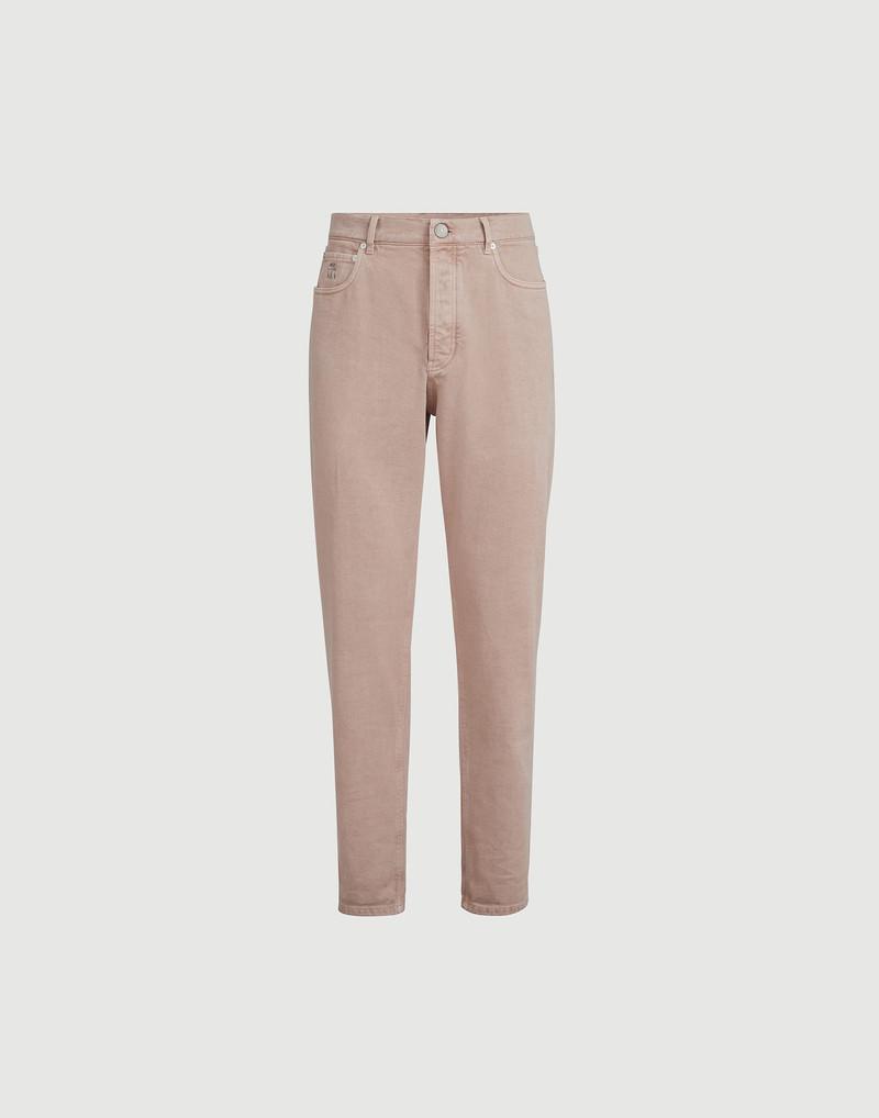Garment-dyed iconic fit five-pocket trousers in denim 1