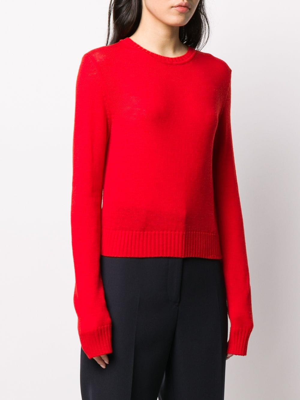 crew-neck long sleeved knitted top - 3