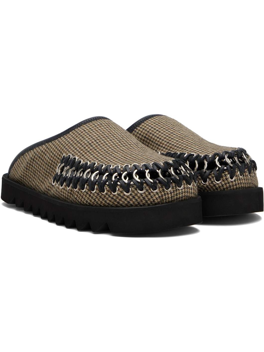 Brown Mix Plaid Loafers - 4