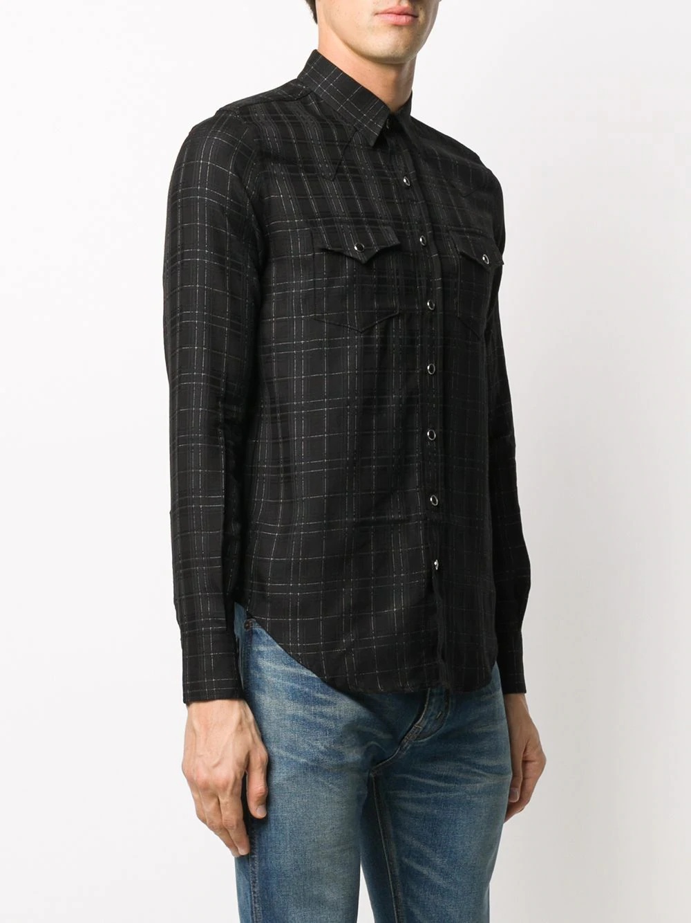 checked slim-fit shirt - 3