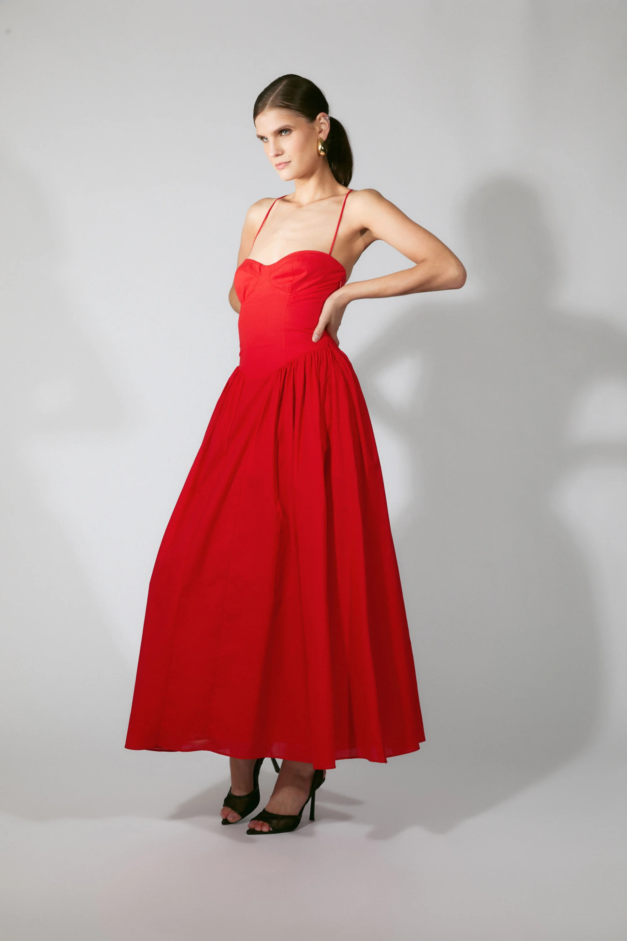 Estie Cotton Maxi Dress In Fire Red - 1