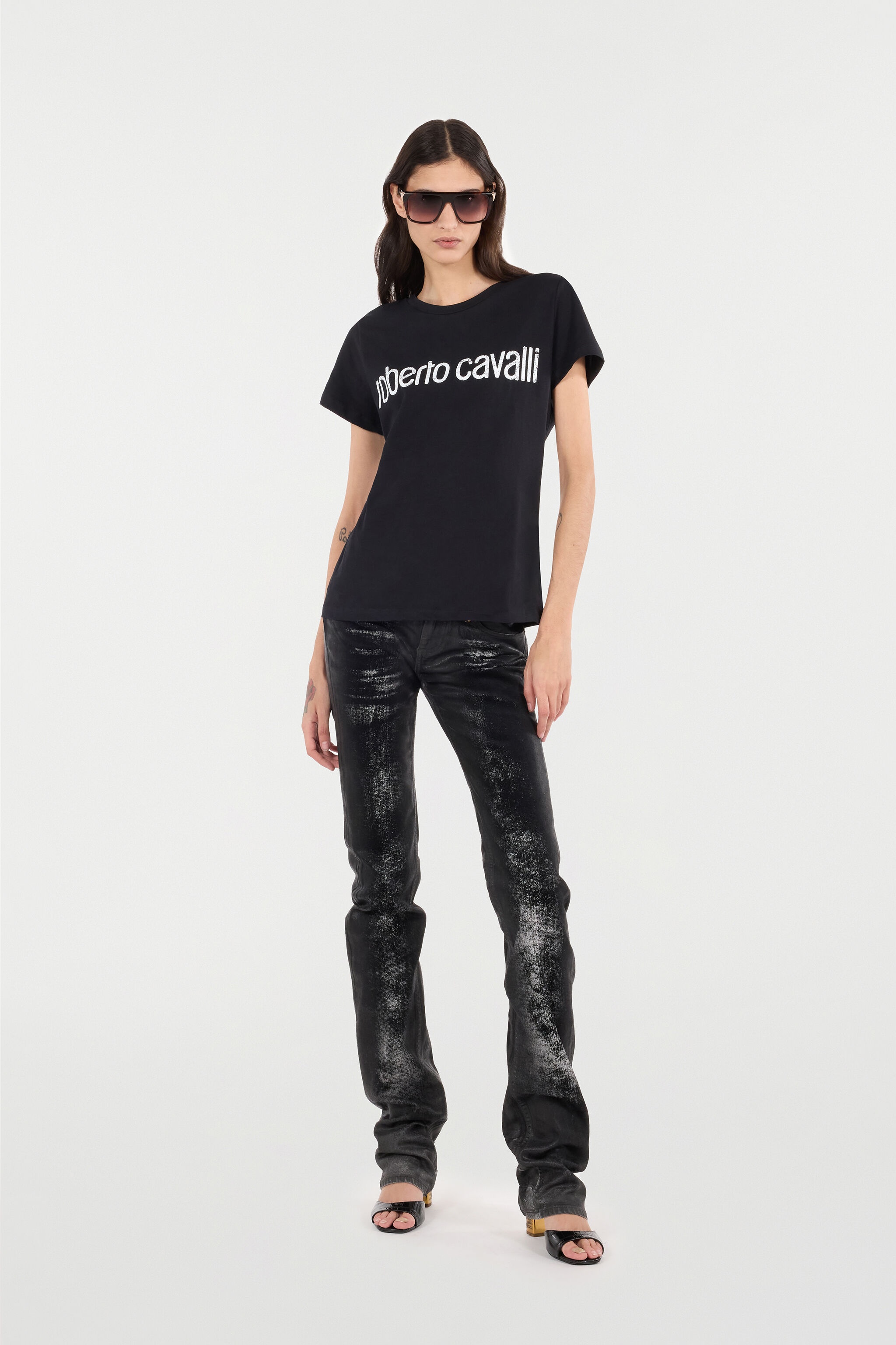 Distressed-Effect Python Skin Jeans - 2