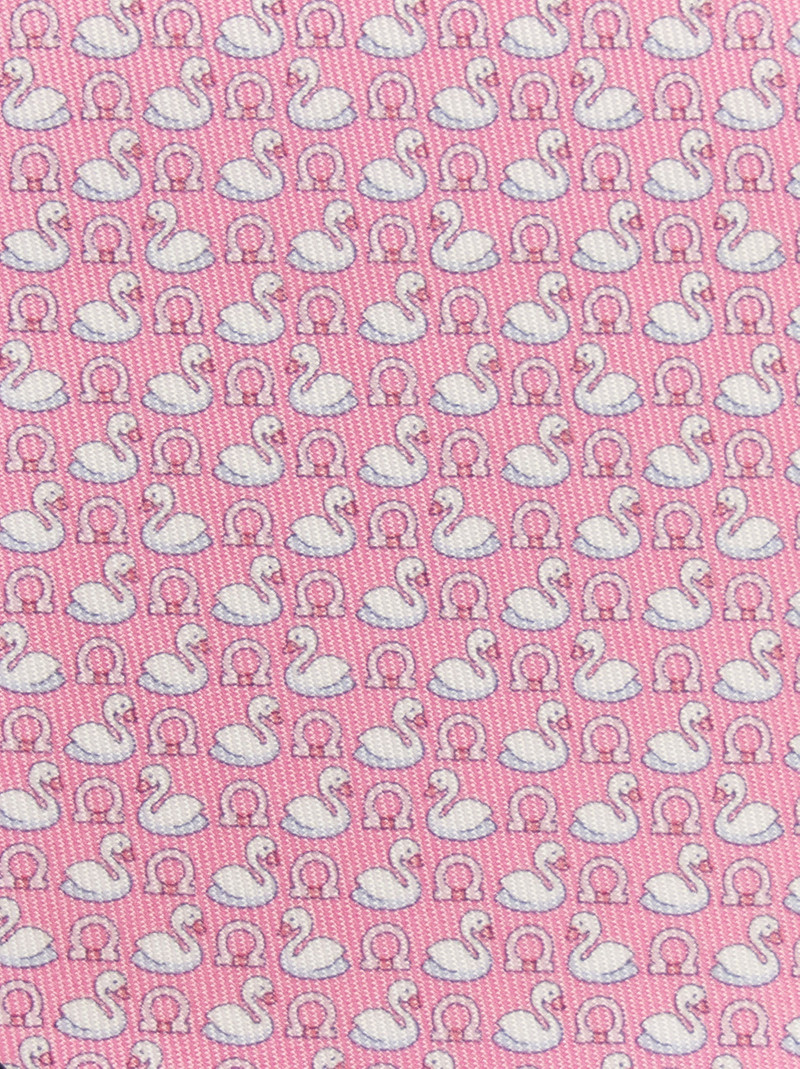 FERRAGAMO Swan print silk tie outlook